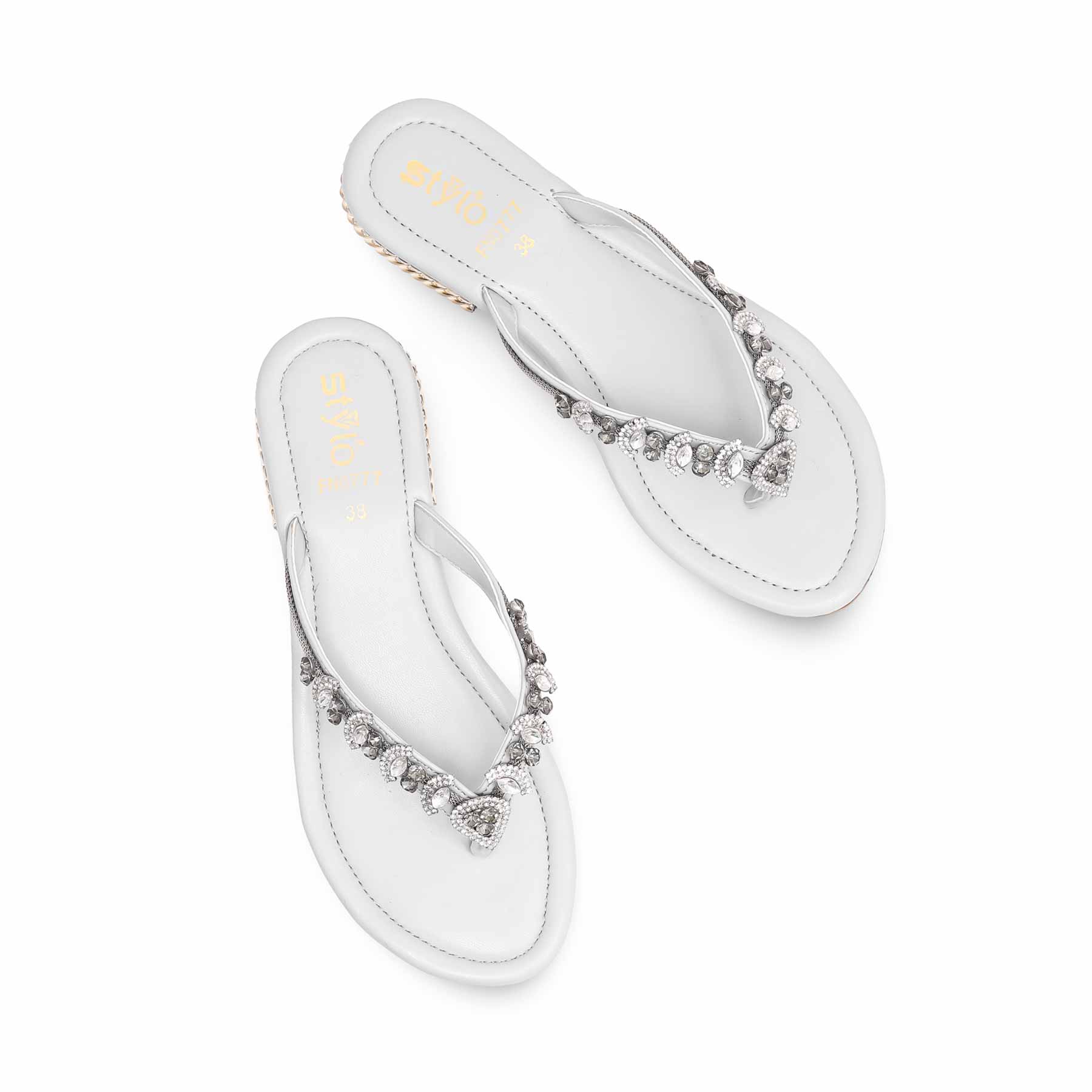 Grey Fancy Women Chappal FN0777 - Image 4