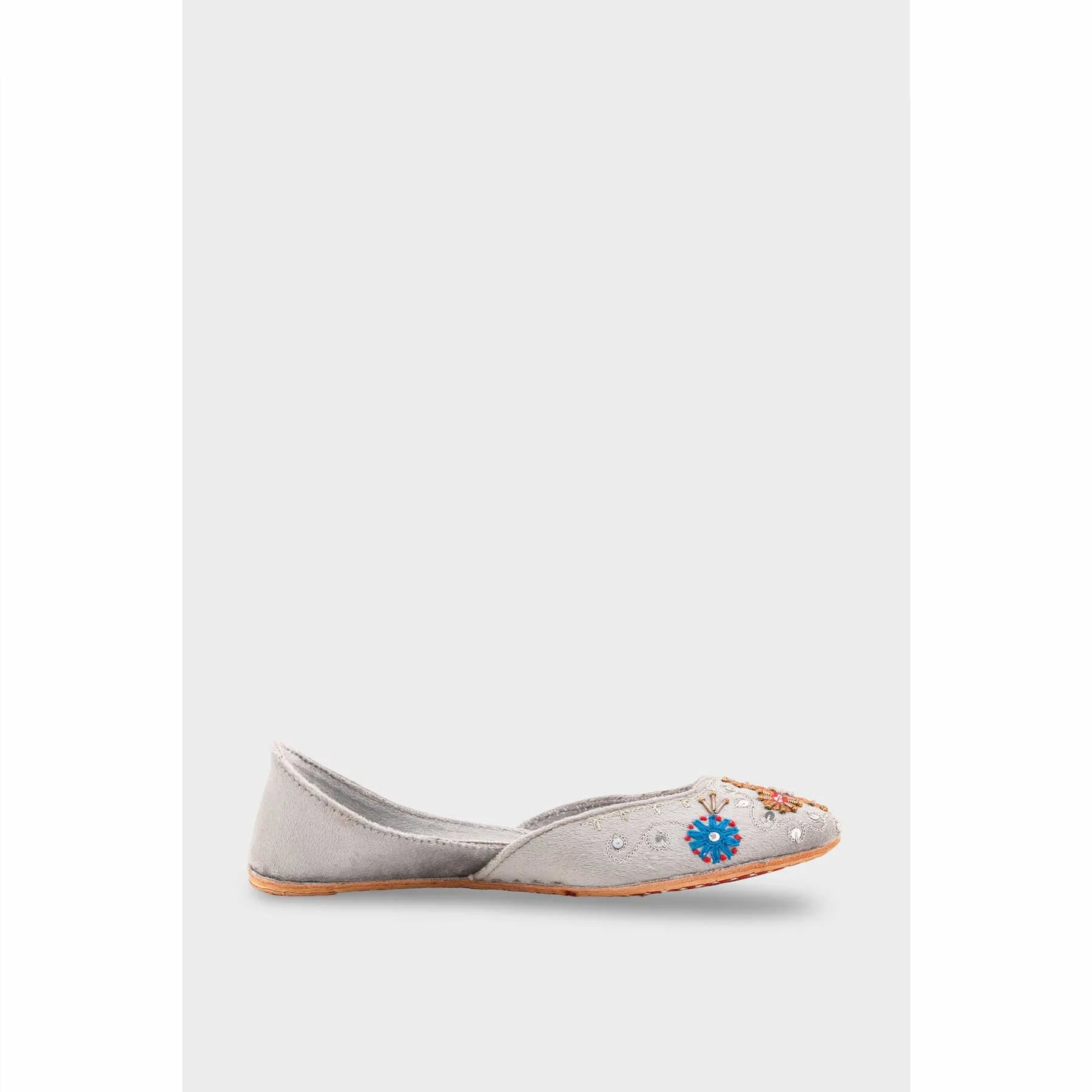 Grey Leather Khussa For Women EC8763 - Image 3