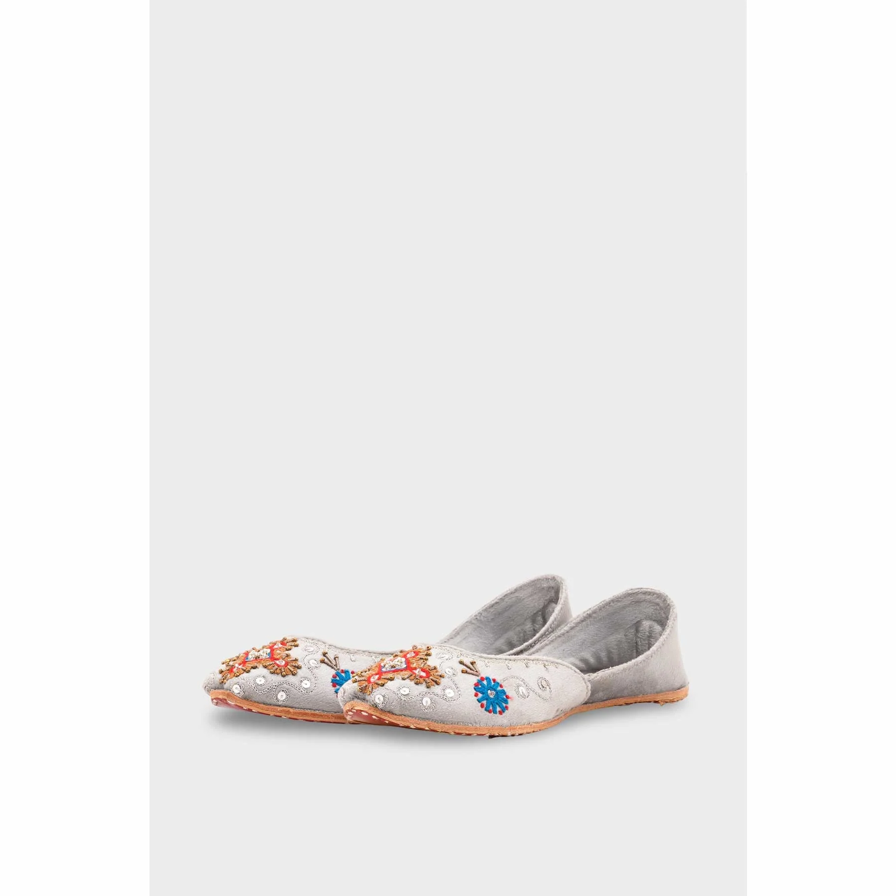 Grey Leather Khussa For Women EC8763 - Image 4