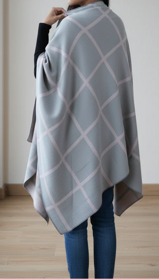 Grey Winter Cape Shawl PW5614 - Image 2