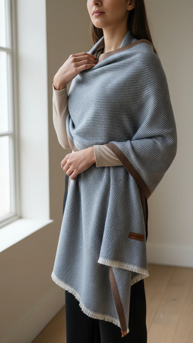 Grey Winter Cape Shawl PW5909 - Image 2