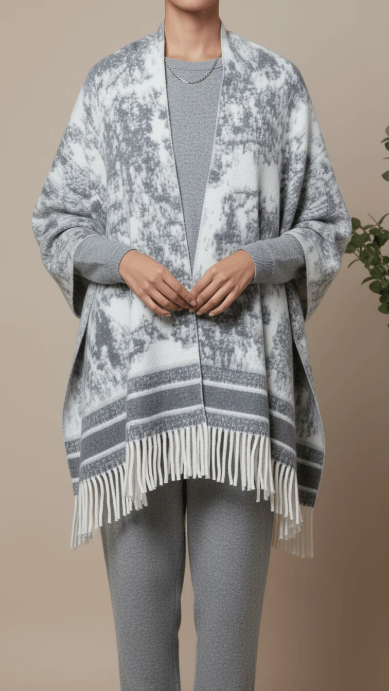 Grey Winter Cape shawl PW5919