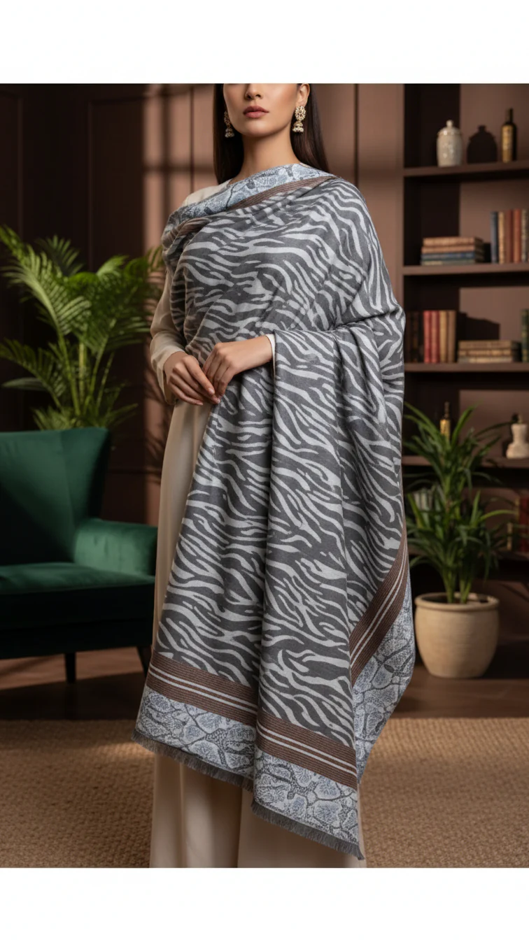 Grey Winter Stole PN5358 - Image 2