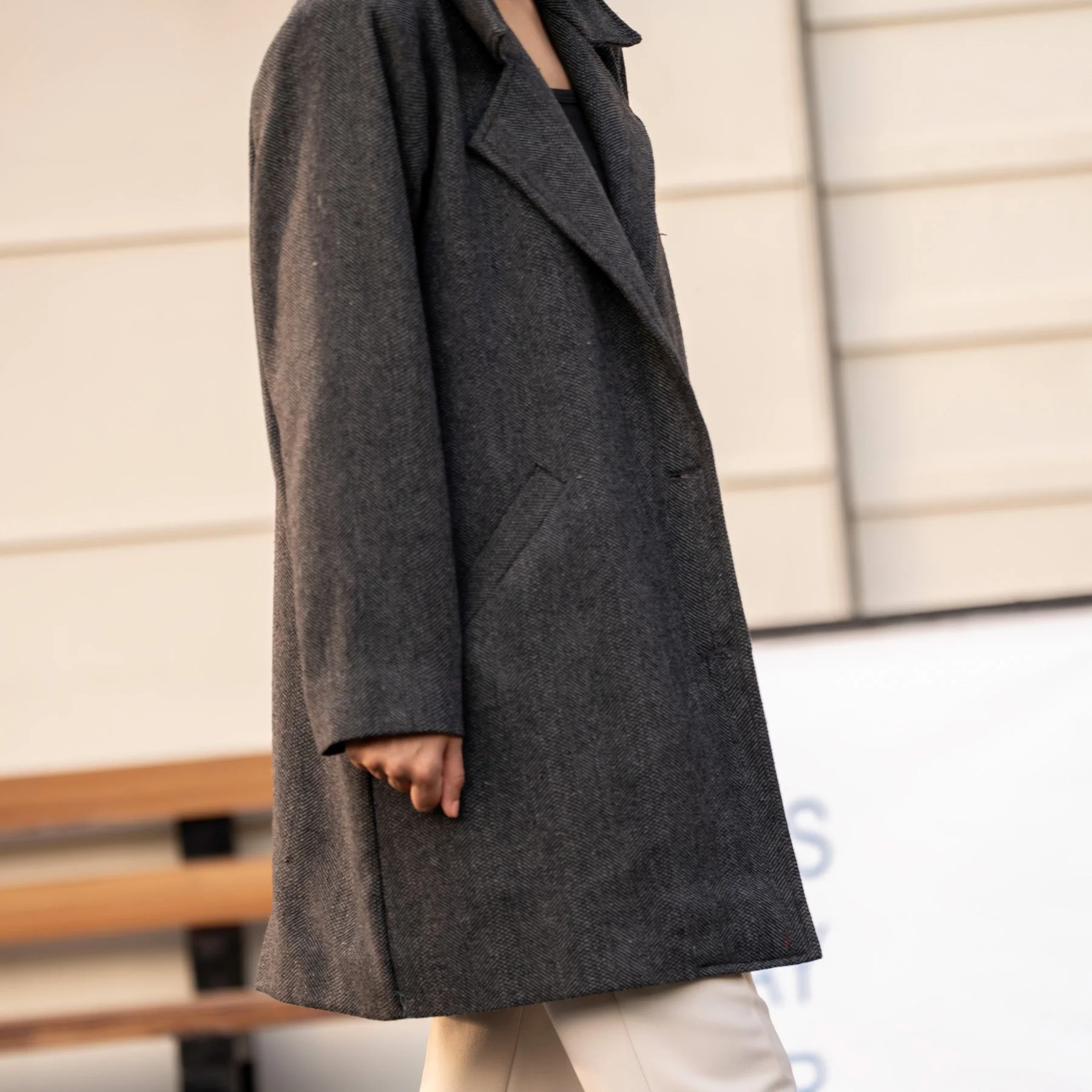 Grey Wool Coat PW4329 - Image 3