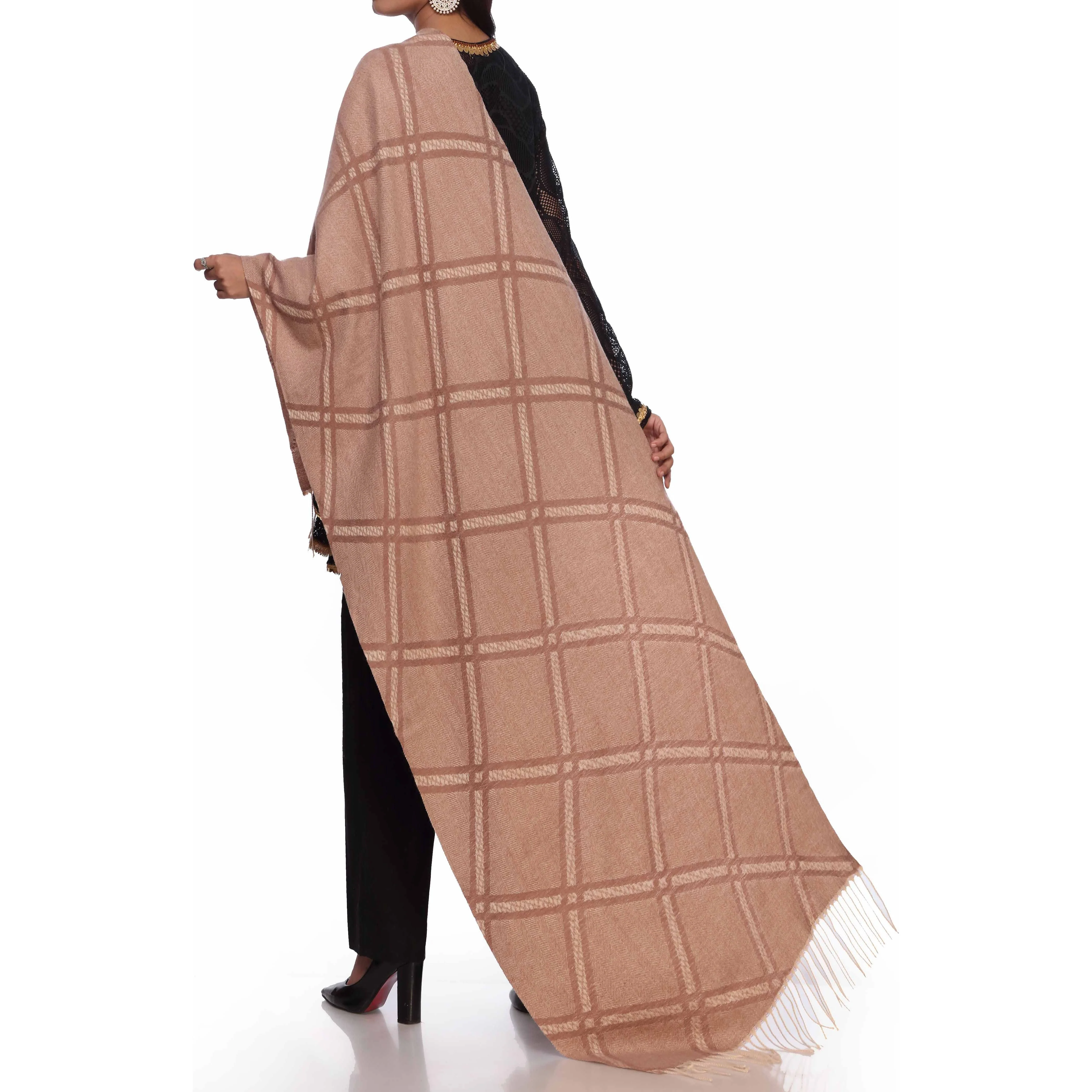 Khaki Cross Check Stole PW2712 - Image 3