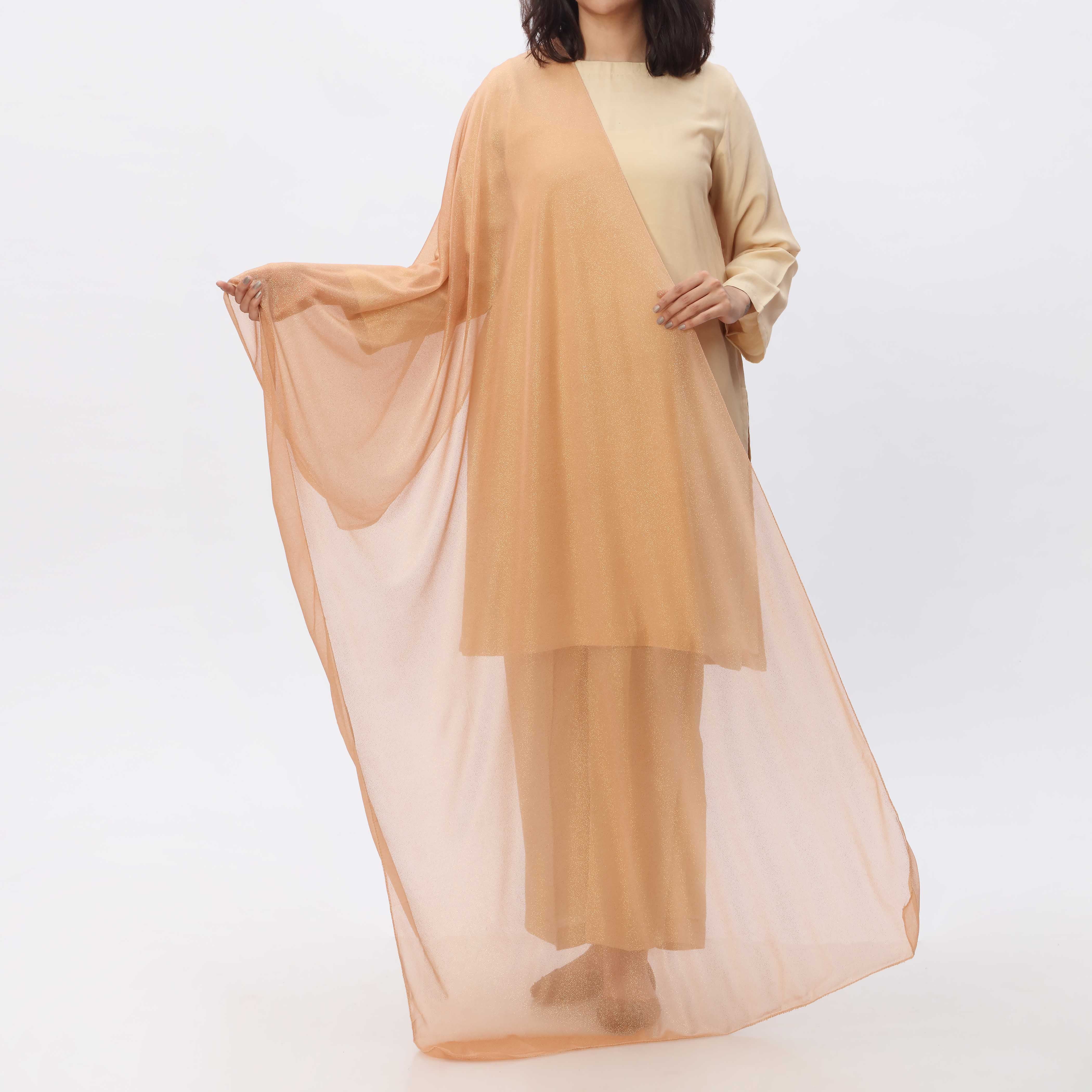 Khaki Golden Foil Printed Stole PS3765 - Image 2