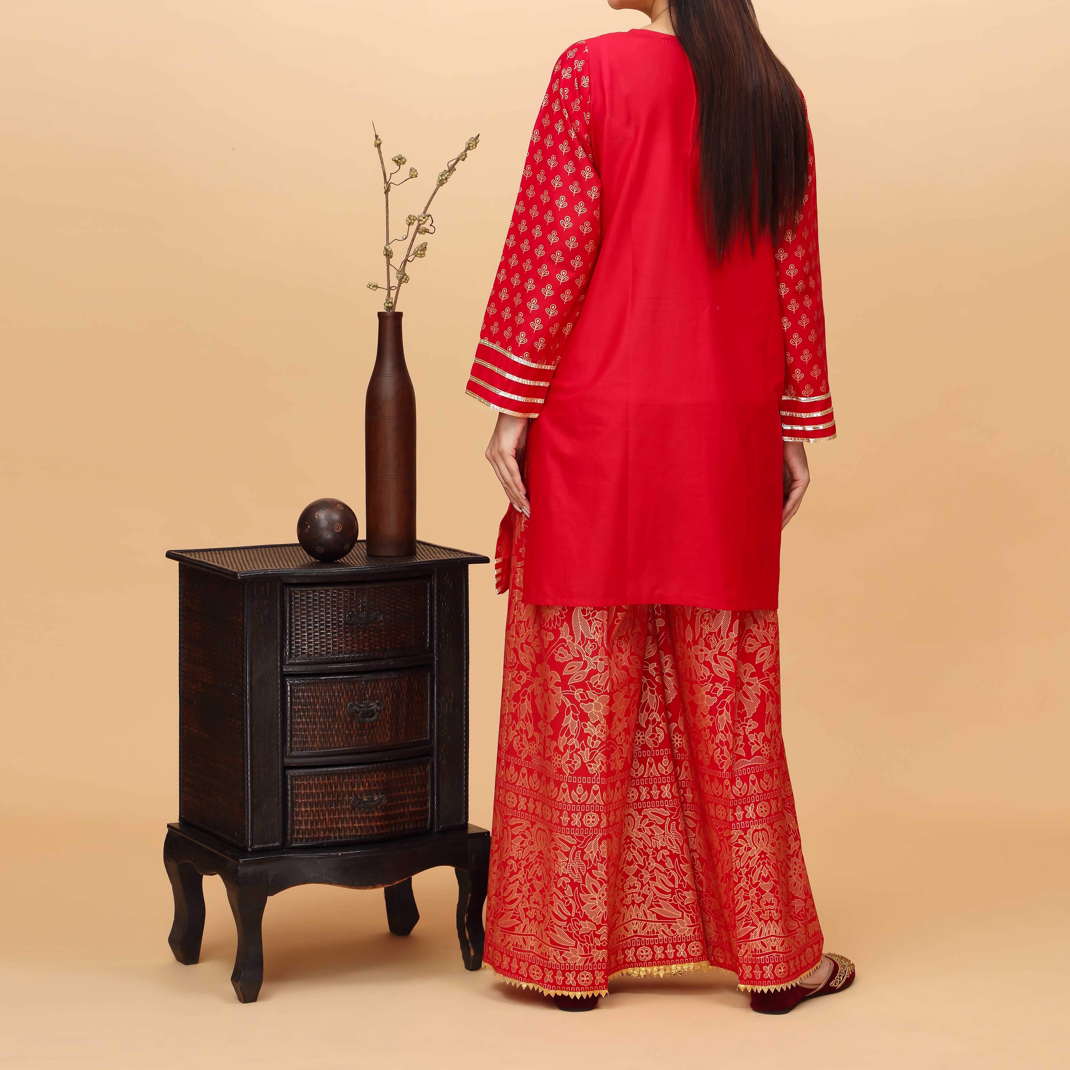 2PC- Screen Printed Cambric Suit PS4262 - Image 3