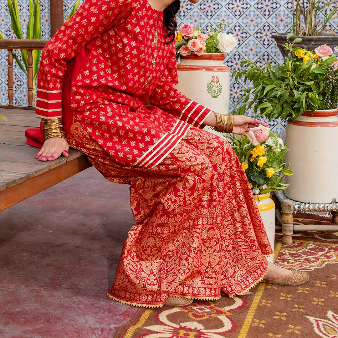 2PC- Screen Printed Cambric Suit PS4262 - Image 5