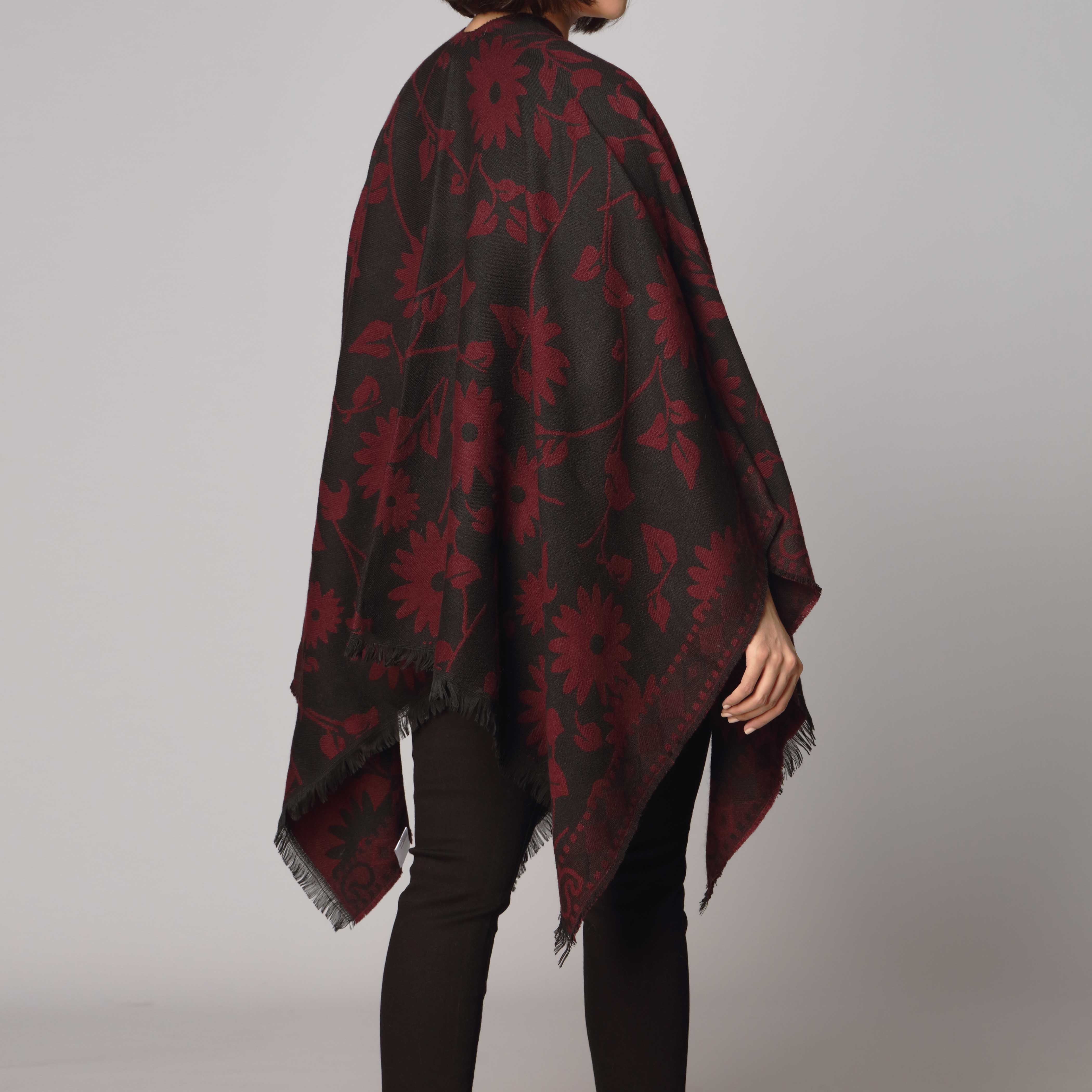 Maroon Cape Shawl PW2816 - Image 3
