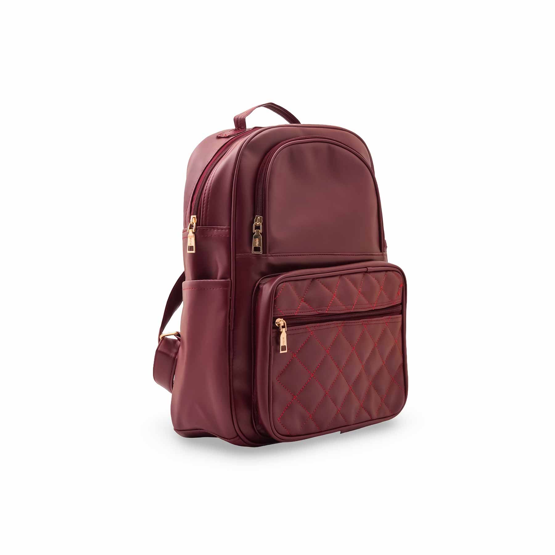 Maroon Casual Back Pack For Women P56319 - Image 3