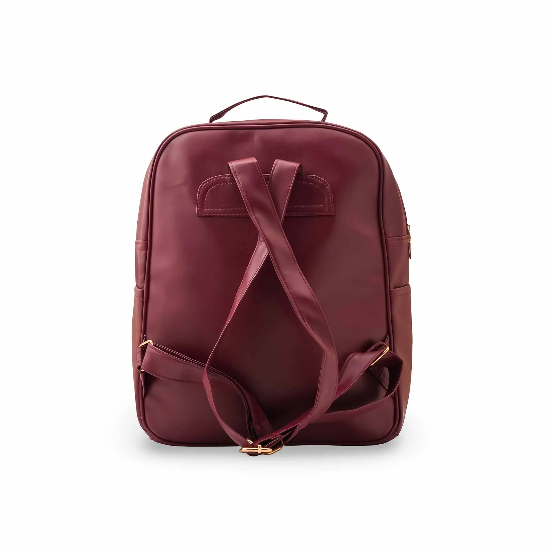 Maroon Casual Back Pack For Women P56319 - Image 4