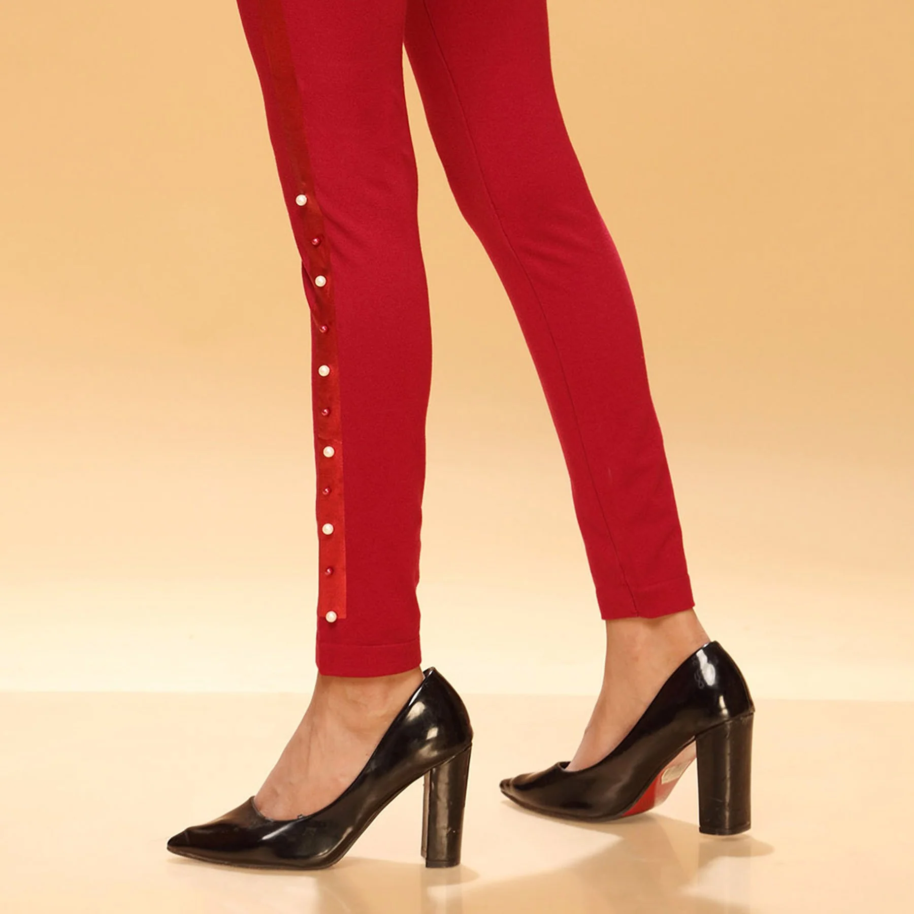 Maroon Color Plain Tights PN2062 - Image 3