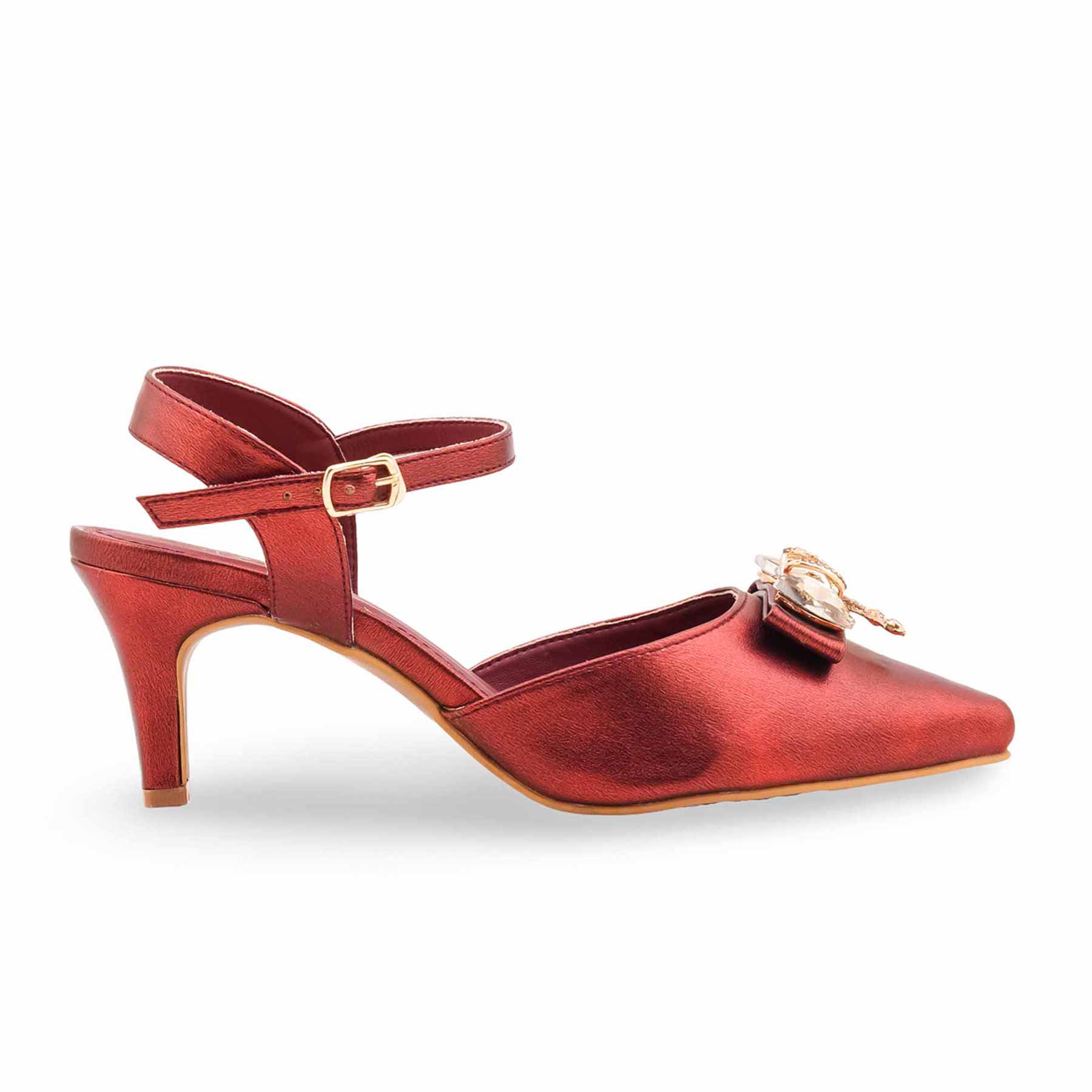 Maroon Court Shoes For Ladies WN7490 - Image 2