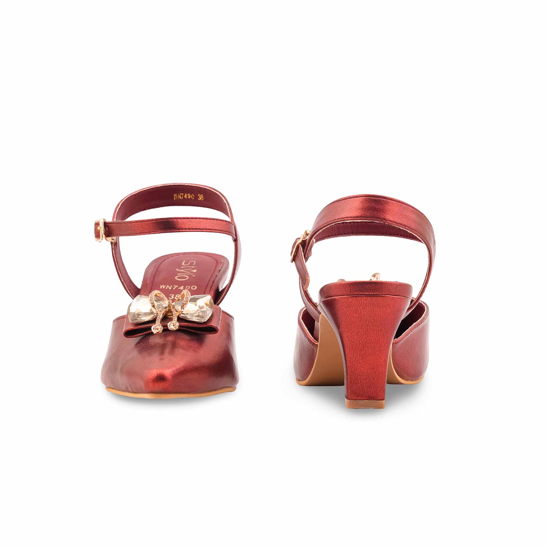 Maroon Court Shoes For Ladies WN7490 - Image 4