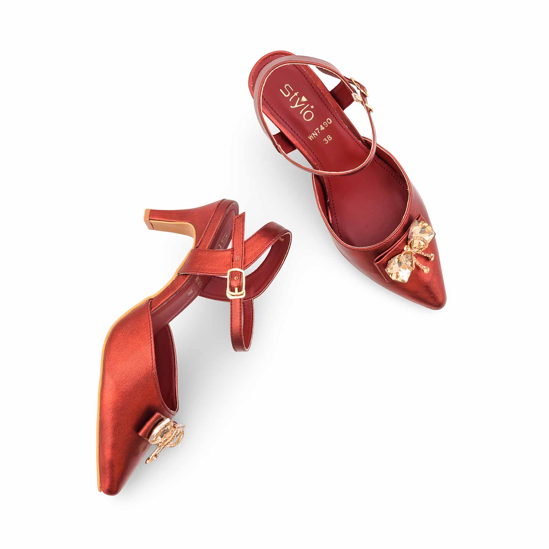 Maroon Court Shoes For Ladies WN7490 - Image 5