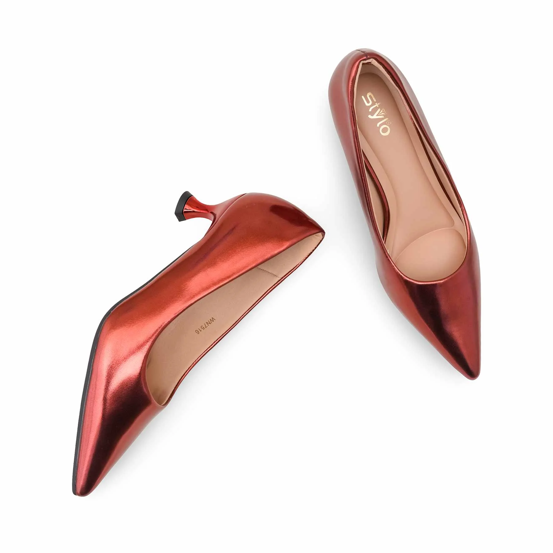 Maroon Court Shoes For Ladies WN7516 - Image 5