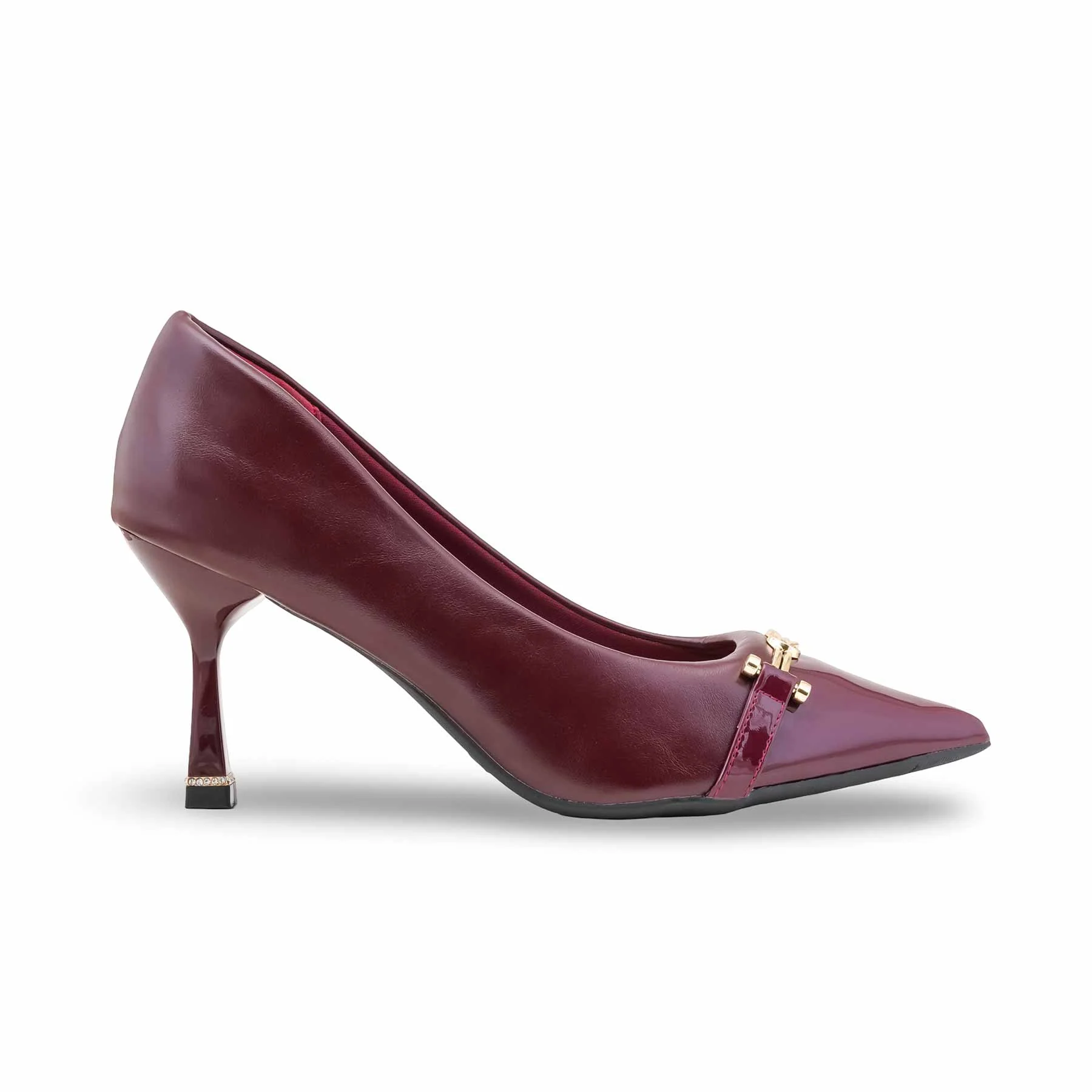 Maroon Court Shoes For Ladies WN7518 - Image 3