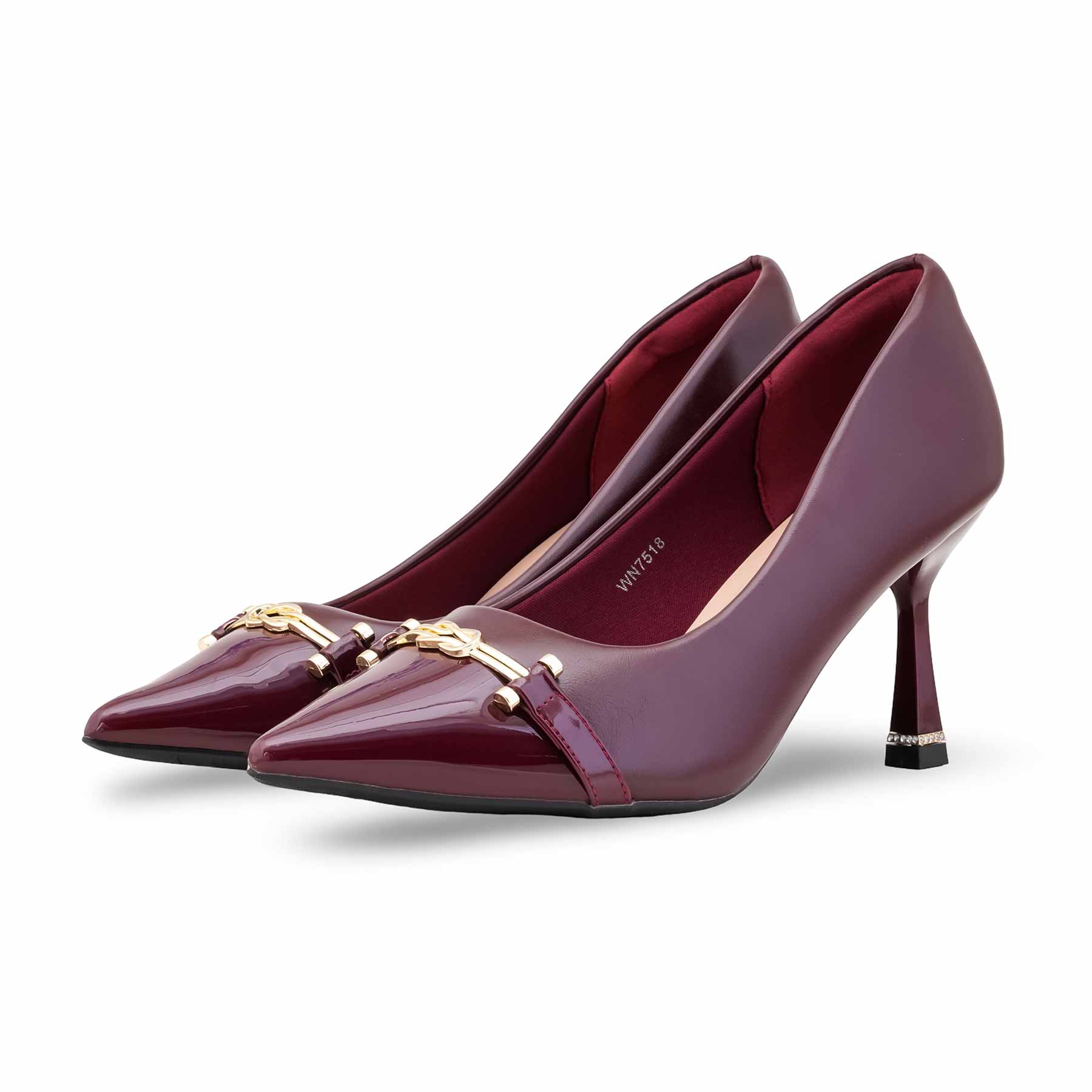Maroon Court Shoes For Ladies WN7518 - Image 4