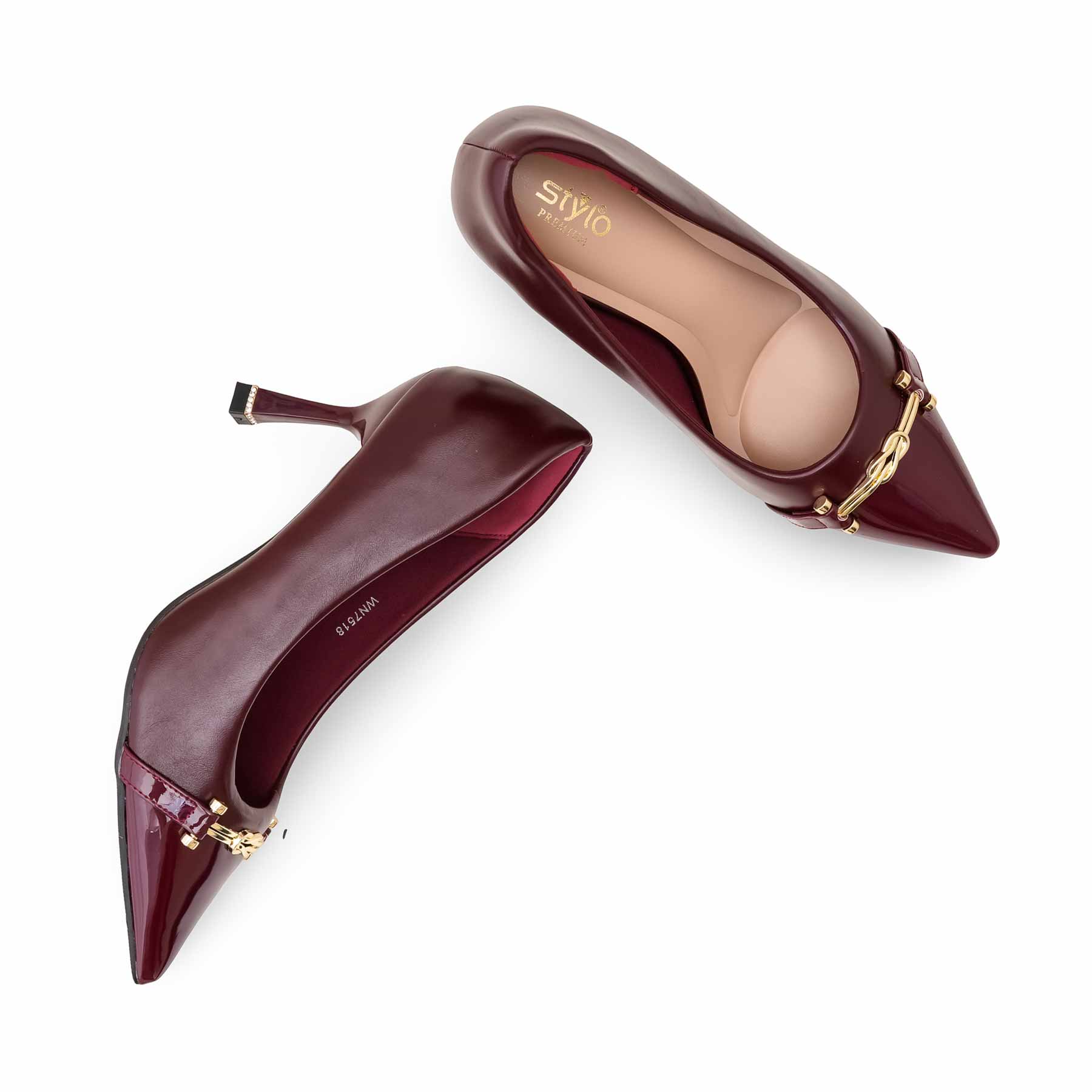 Maroon Court Shoes For Ladies WN7518 - Image 6