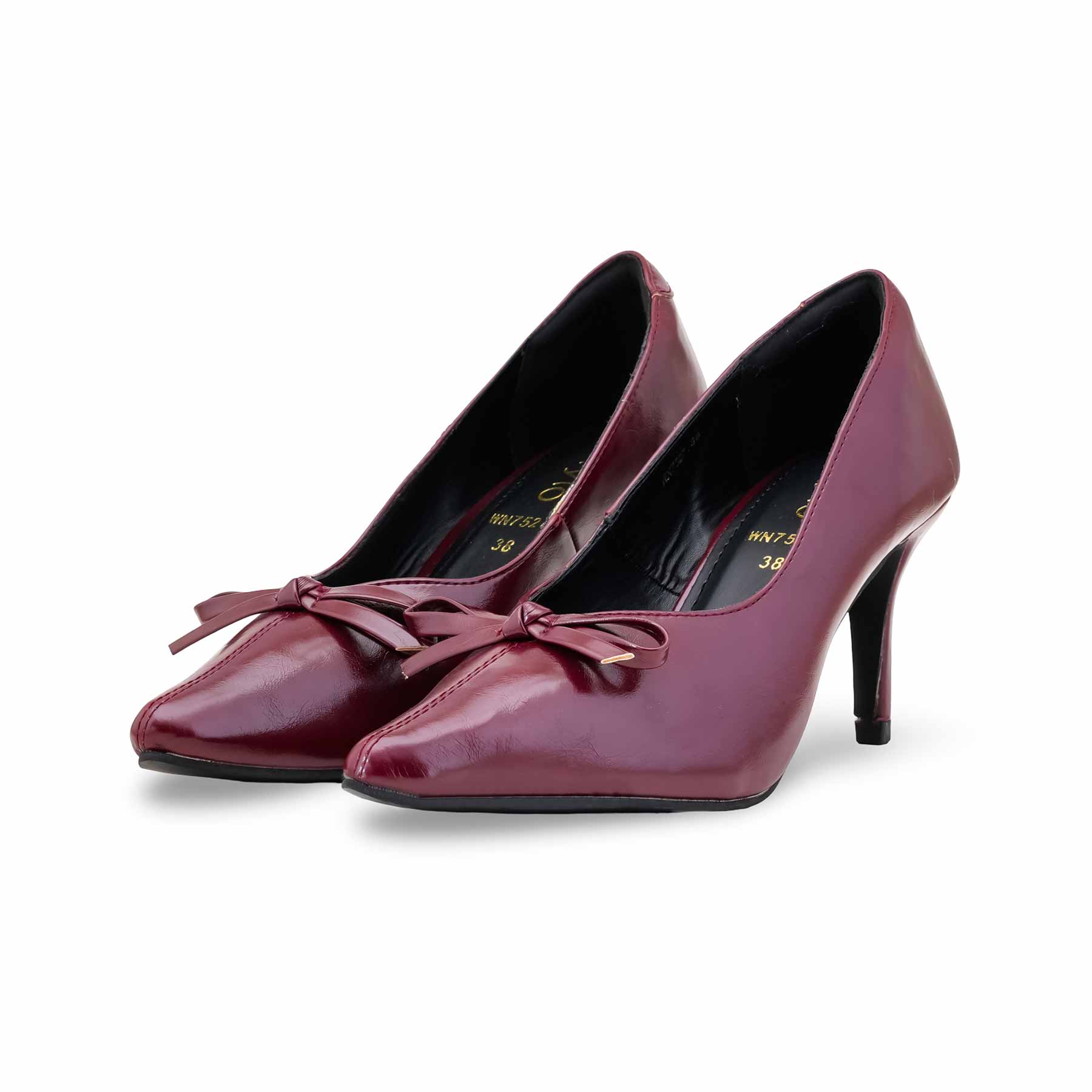 Maroon Court Shoes For Ladies WN7527 - Image 3
