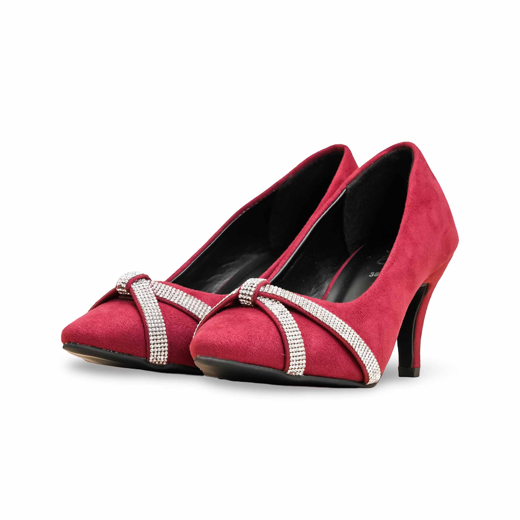 Maroon Court Shoes For Women WN7497 - Image 3