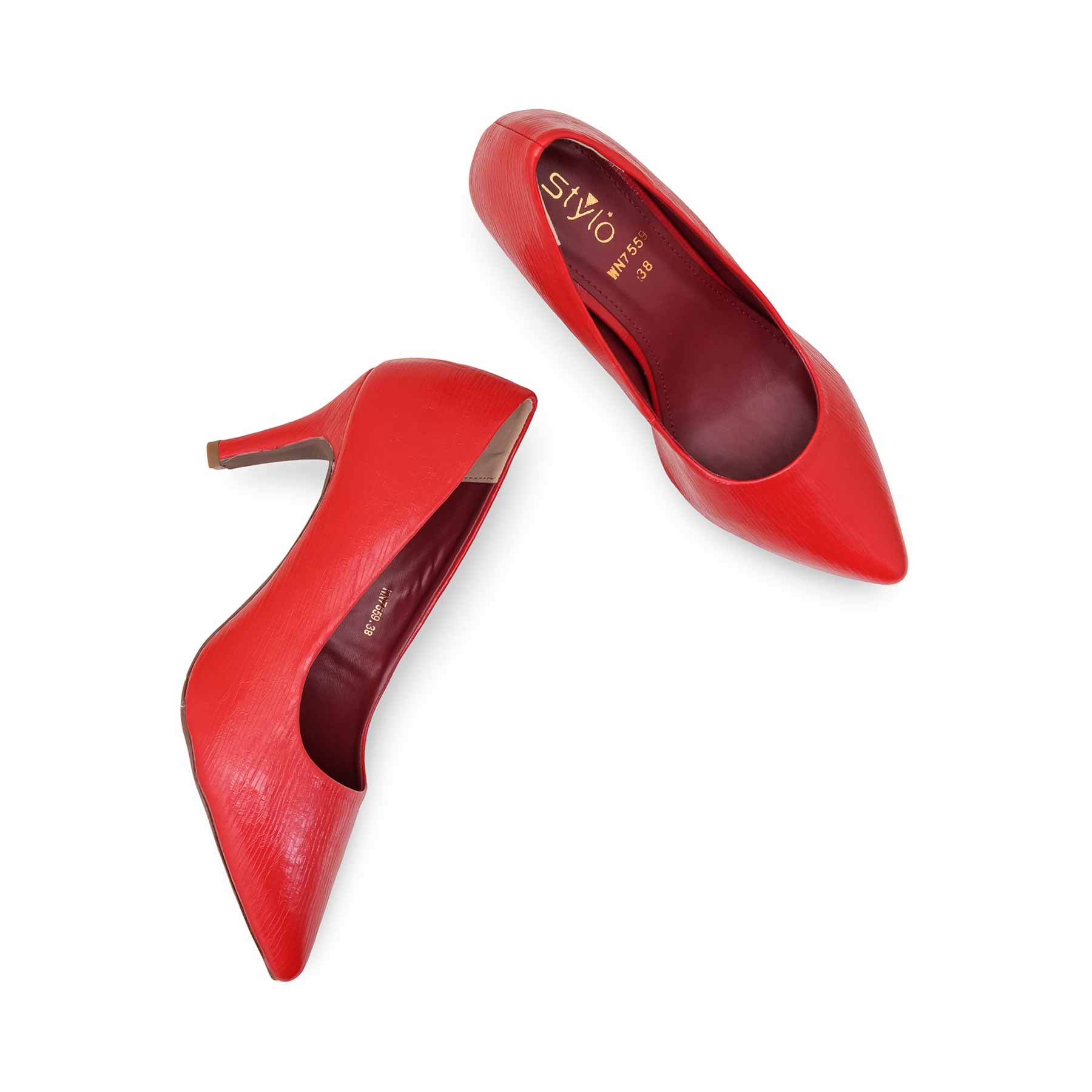 Maroon Court Shoes For Women WN7559 - Image 5