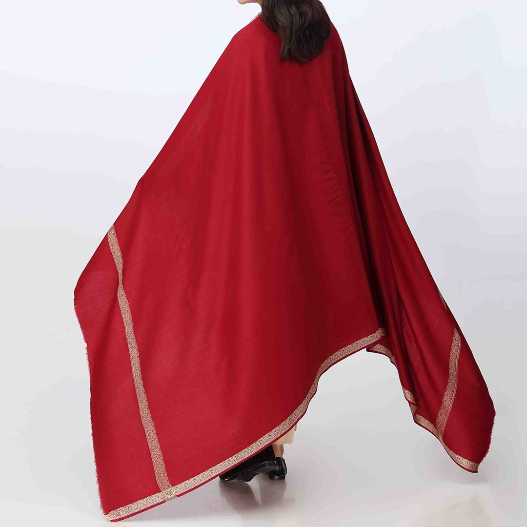 Maroon Embroidered Border Shawl PW3702 - Image 2