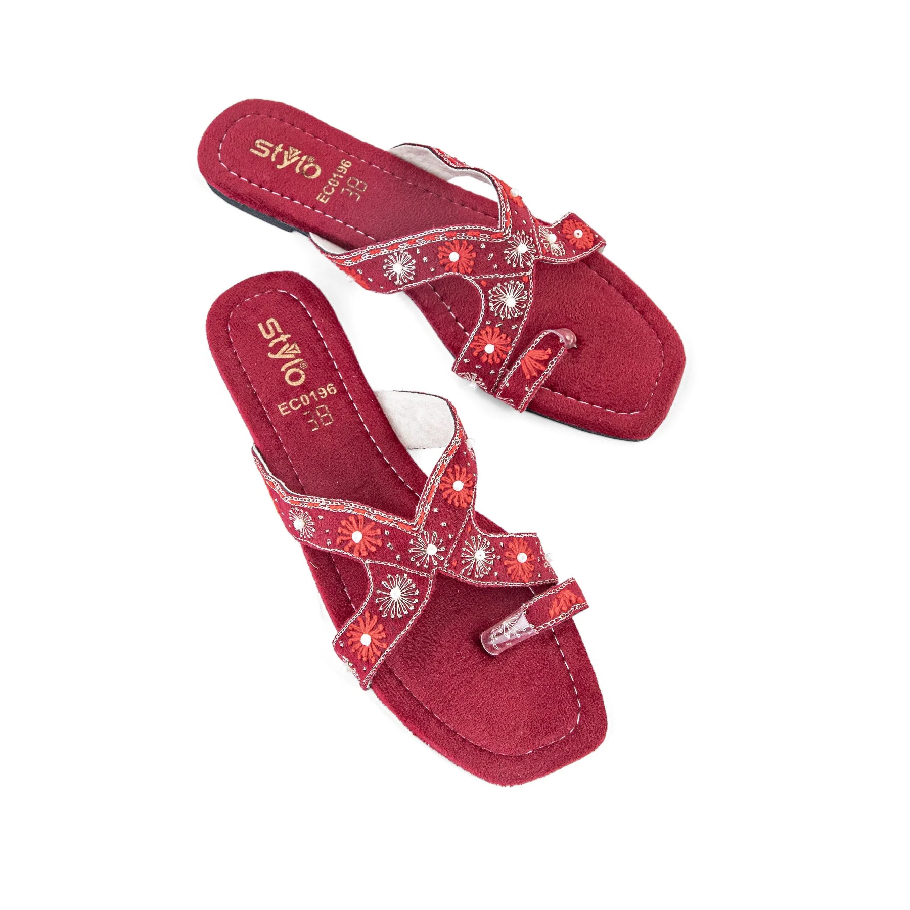 Maroon Ethnic Chappal EC0196 - Image 4