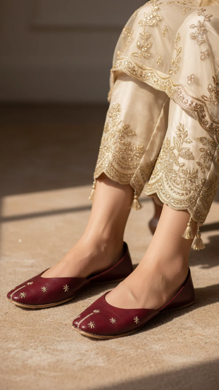 Maroon Leather Khussa EC8642