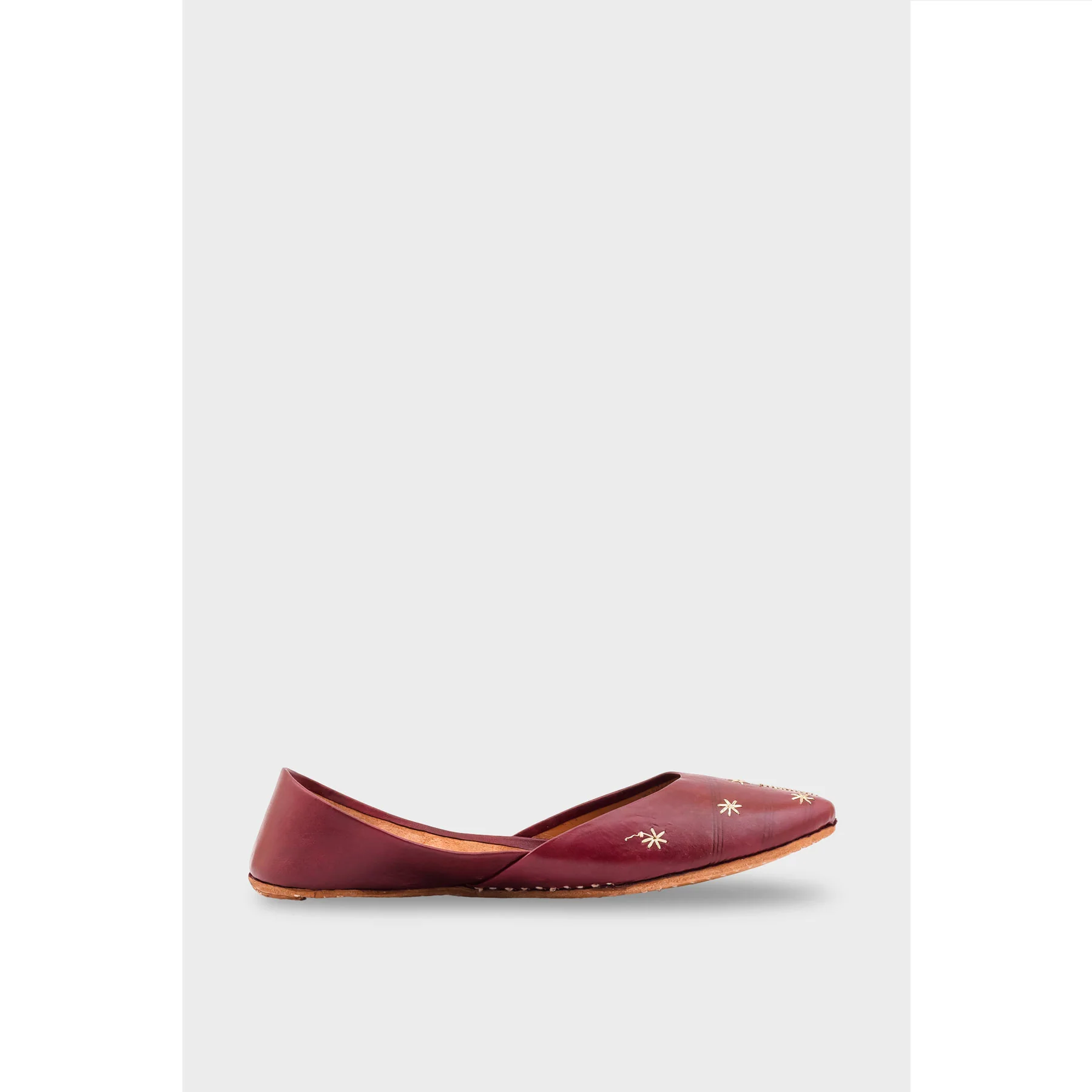 Maroon Leather Khussa EC8642 - Image 2