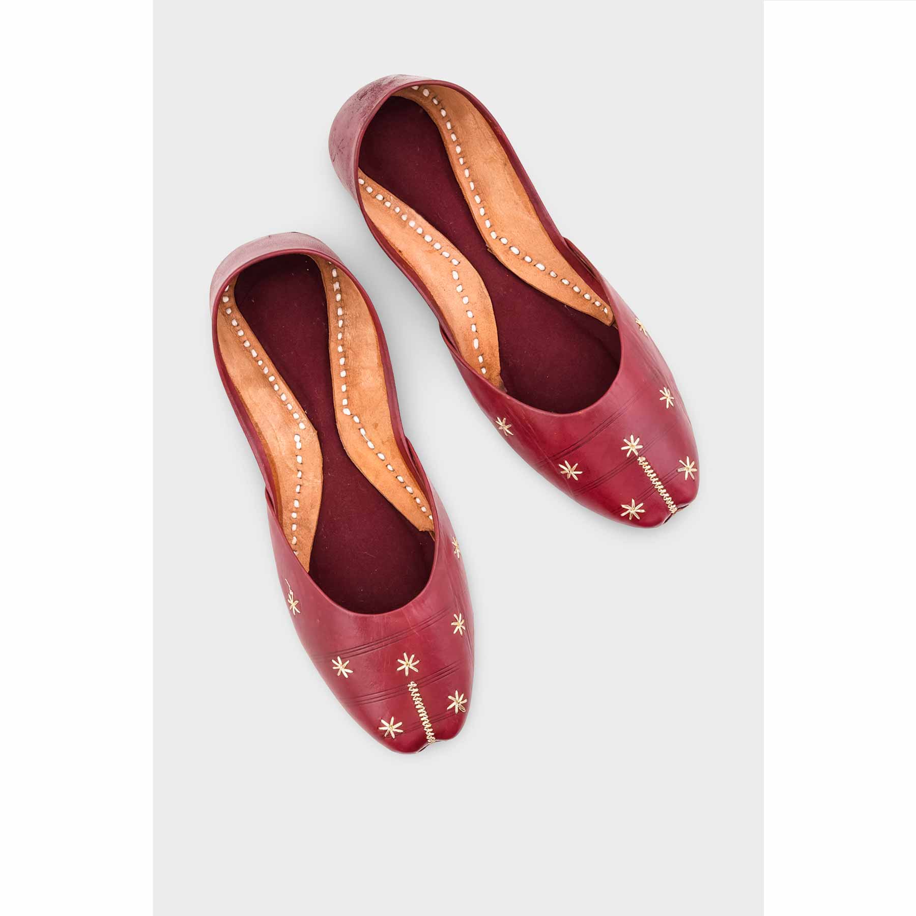 Maroon Leather Khussa EC8642 - Image 5