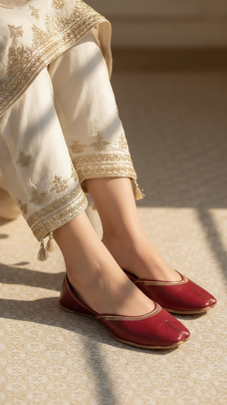 Maroon Leather Khussa EC8657