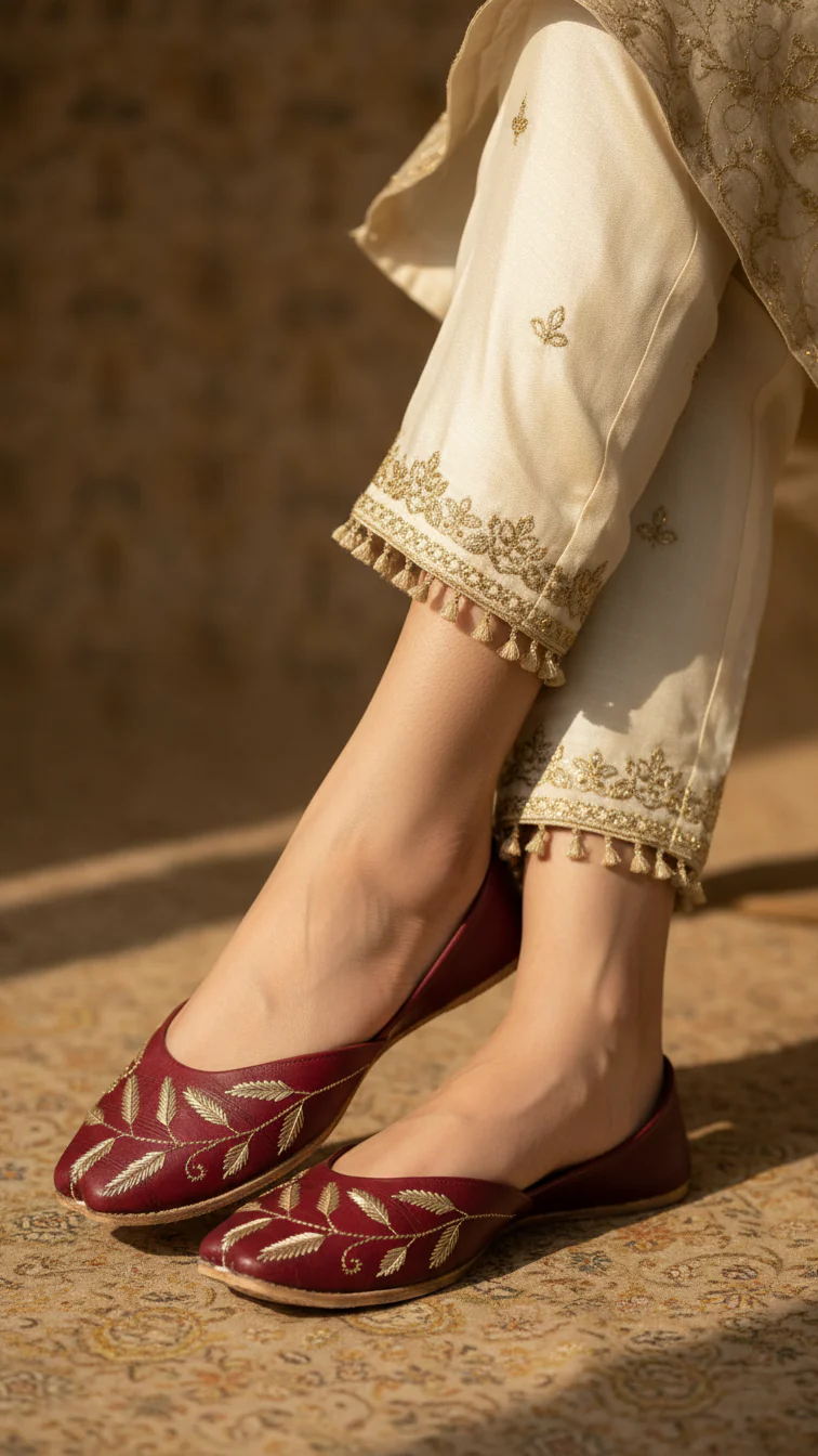 Maroon Leather Khussa EC8658