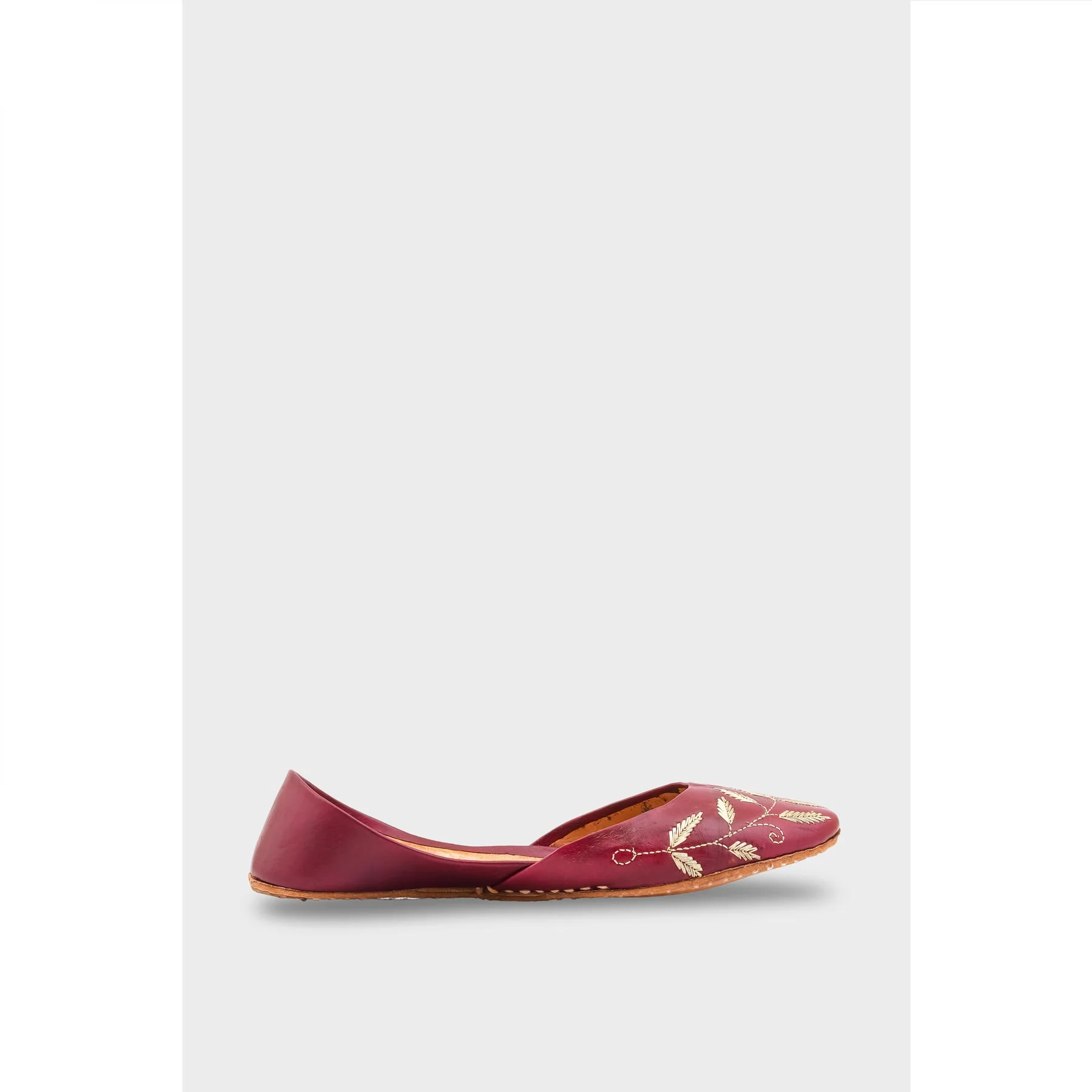Maroon Leather Khussa EC8658 - Image 2