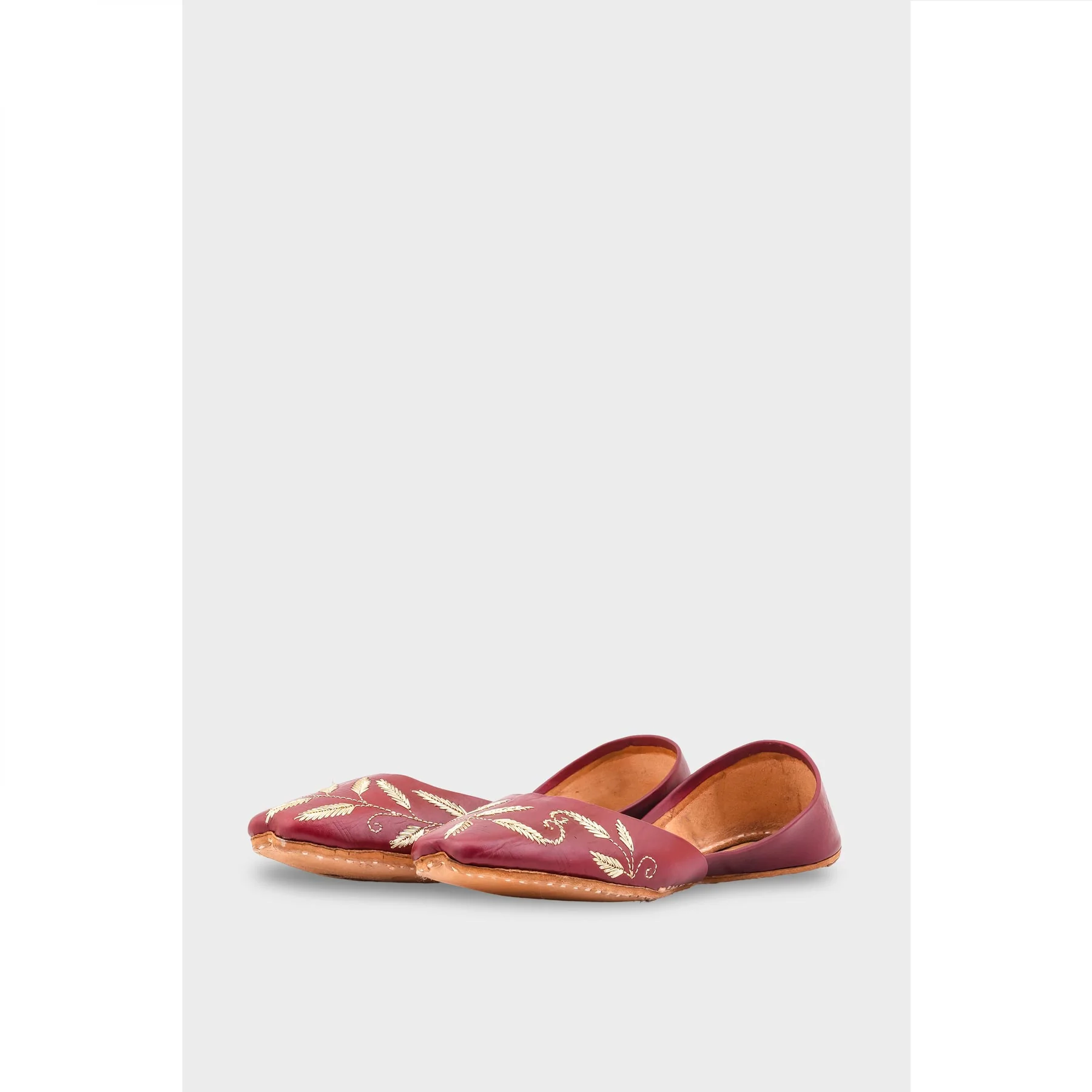 Maroon Leather Khussa EC8658 - Image 3