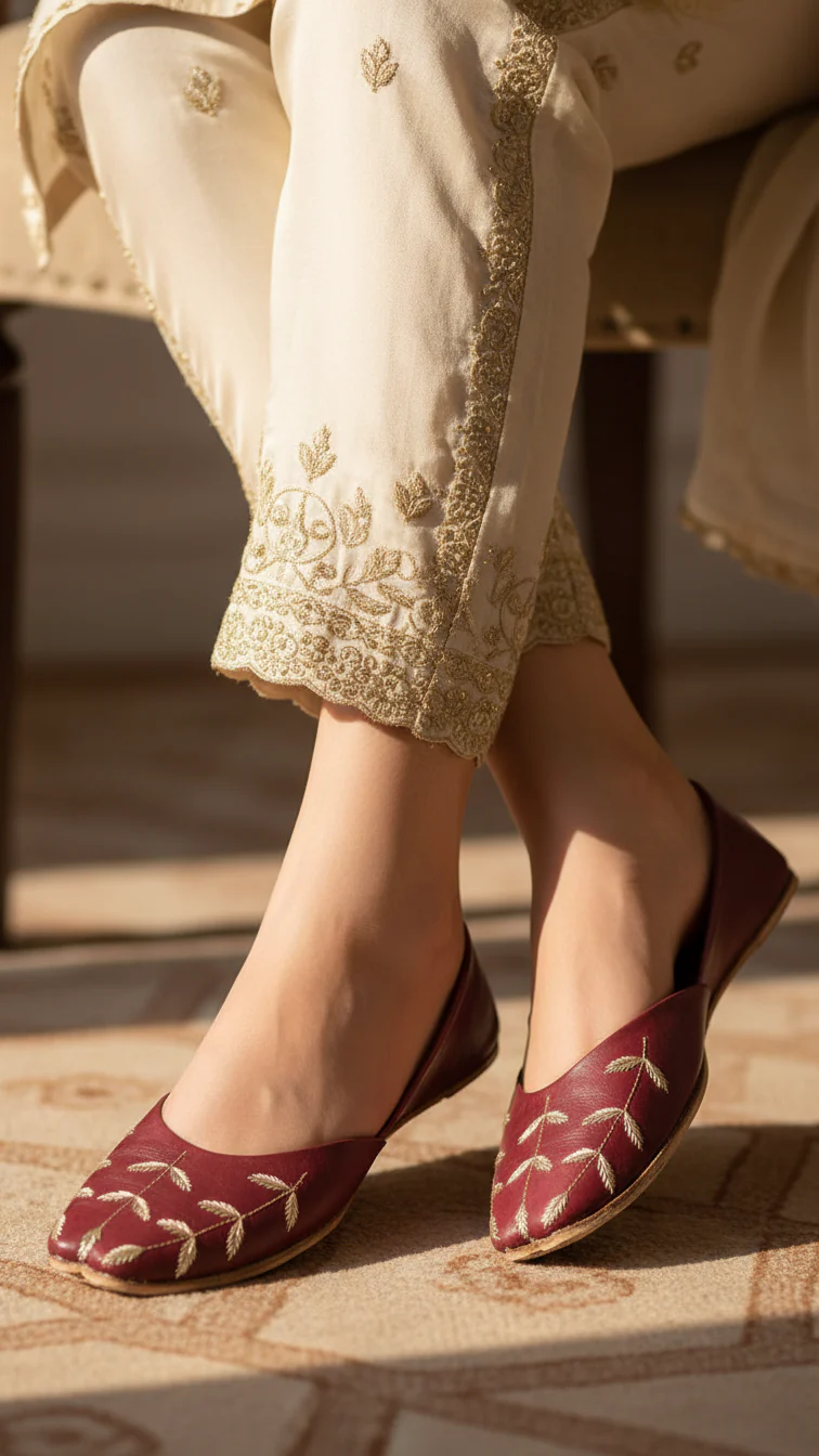 Maroon Leather Khussa EC8659