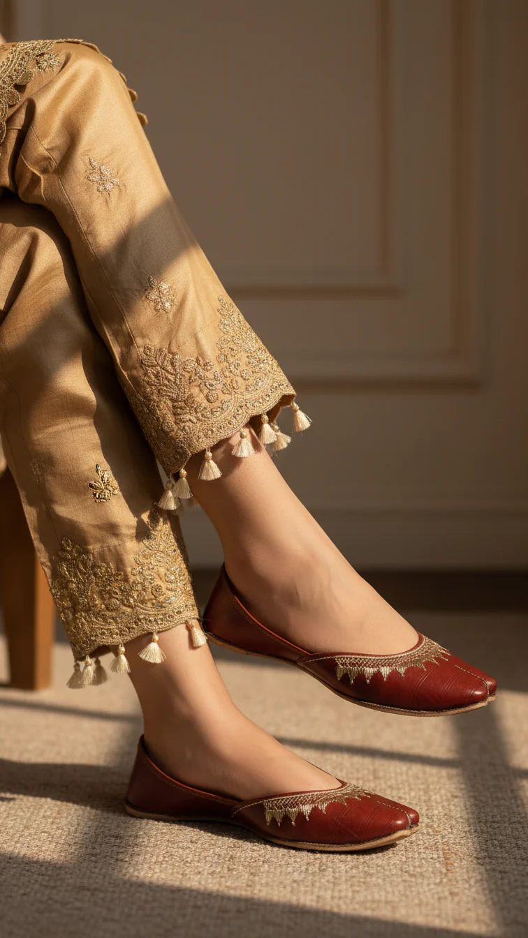 Maroon Leather Khussa EC8660