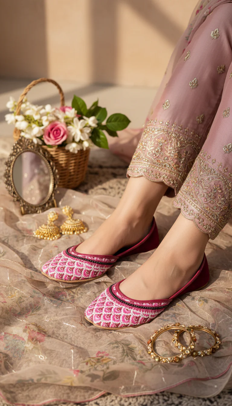 Maroon Ethnic Khussa For Women EC8611