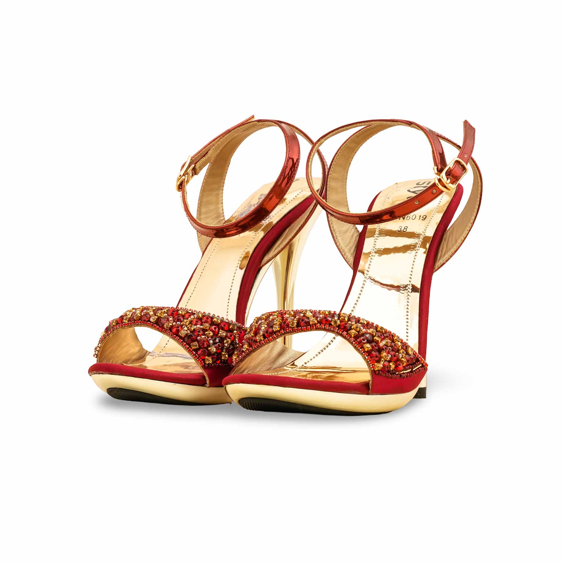 Maroon Fancy Bridal Sandal FN6019 - Image 3