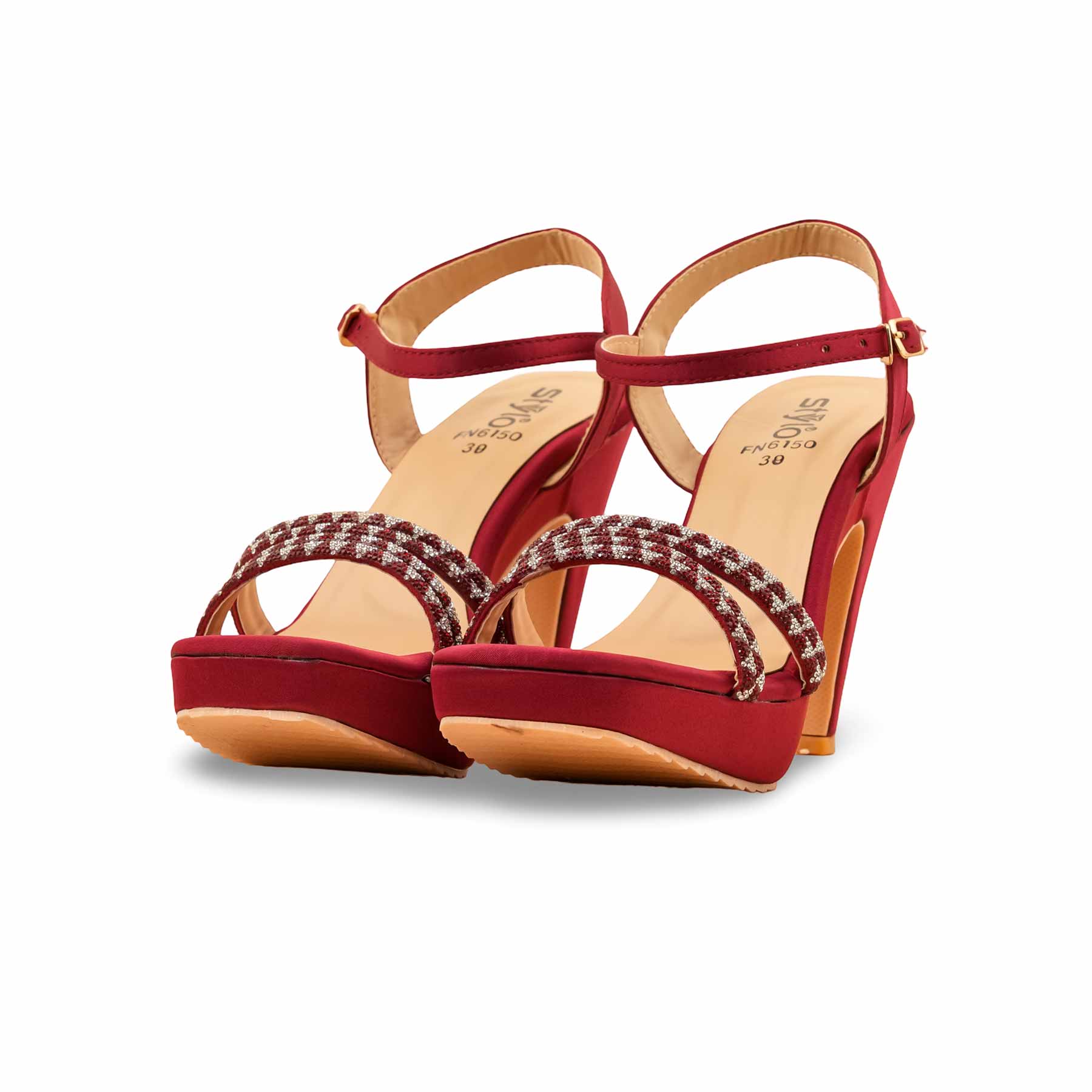 Maroon Fancy Bridal Sandal FN6150 - Image 3