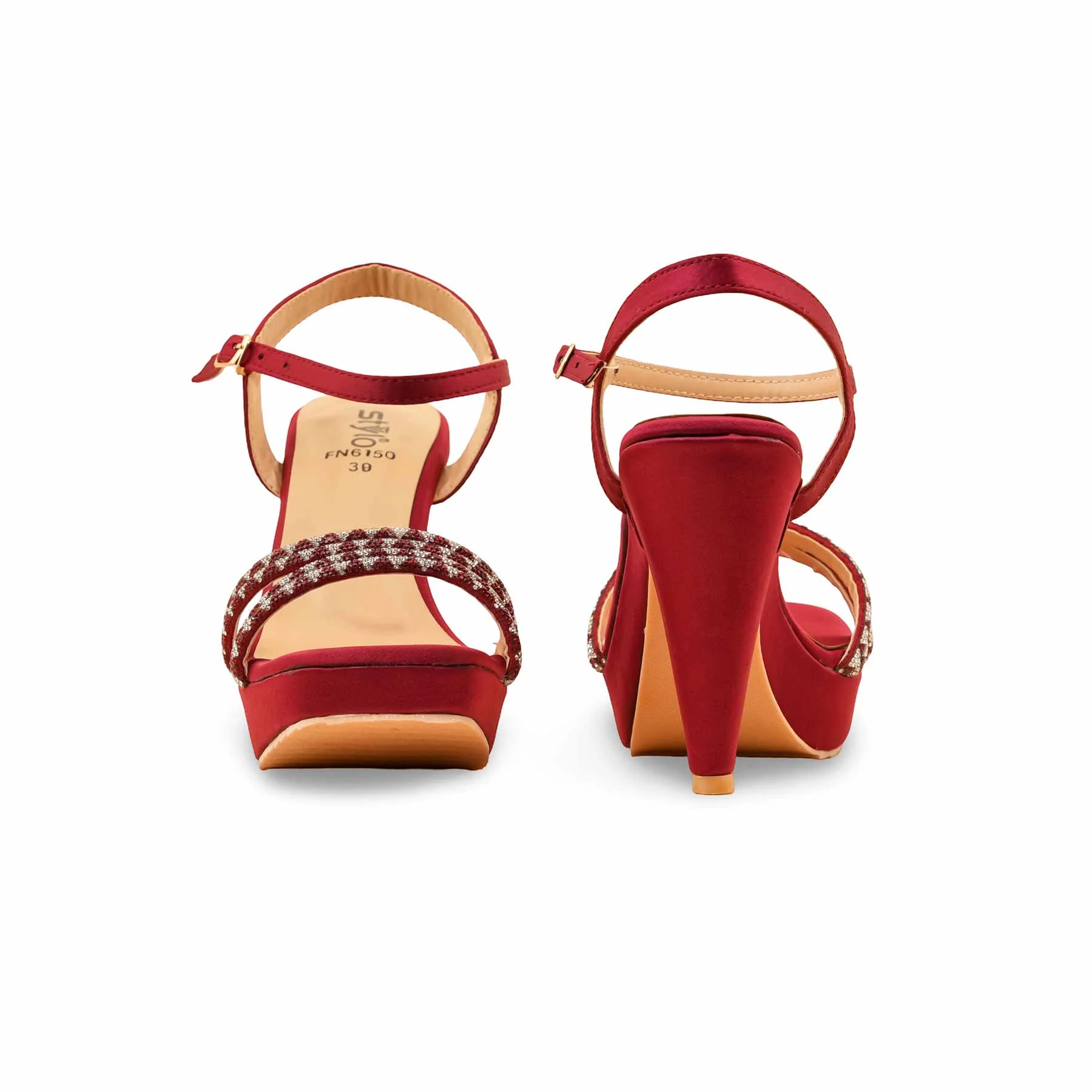 Maroon Fancy Bridal Sandal FN6150 - Image 4
