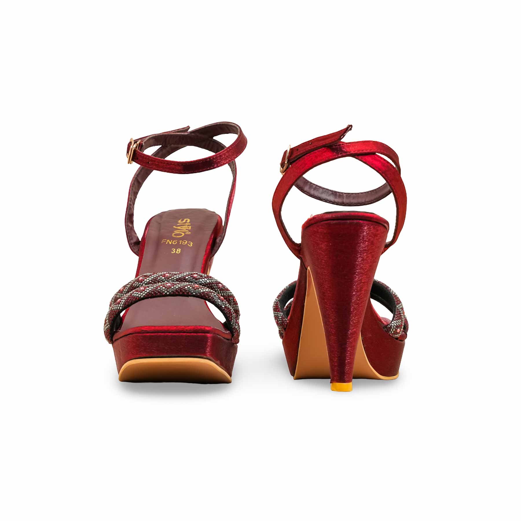 Maroon Fancy Bridal Sandal FN6193 - Image 4