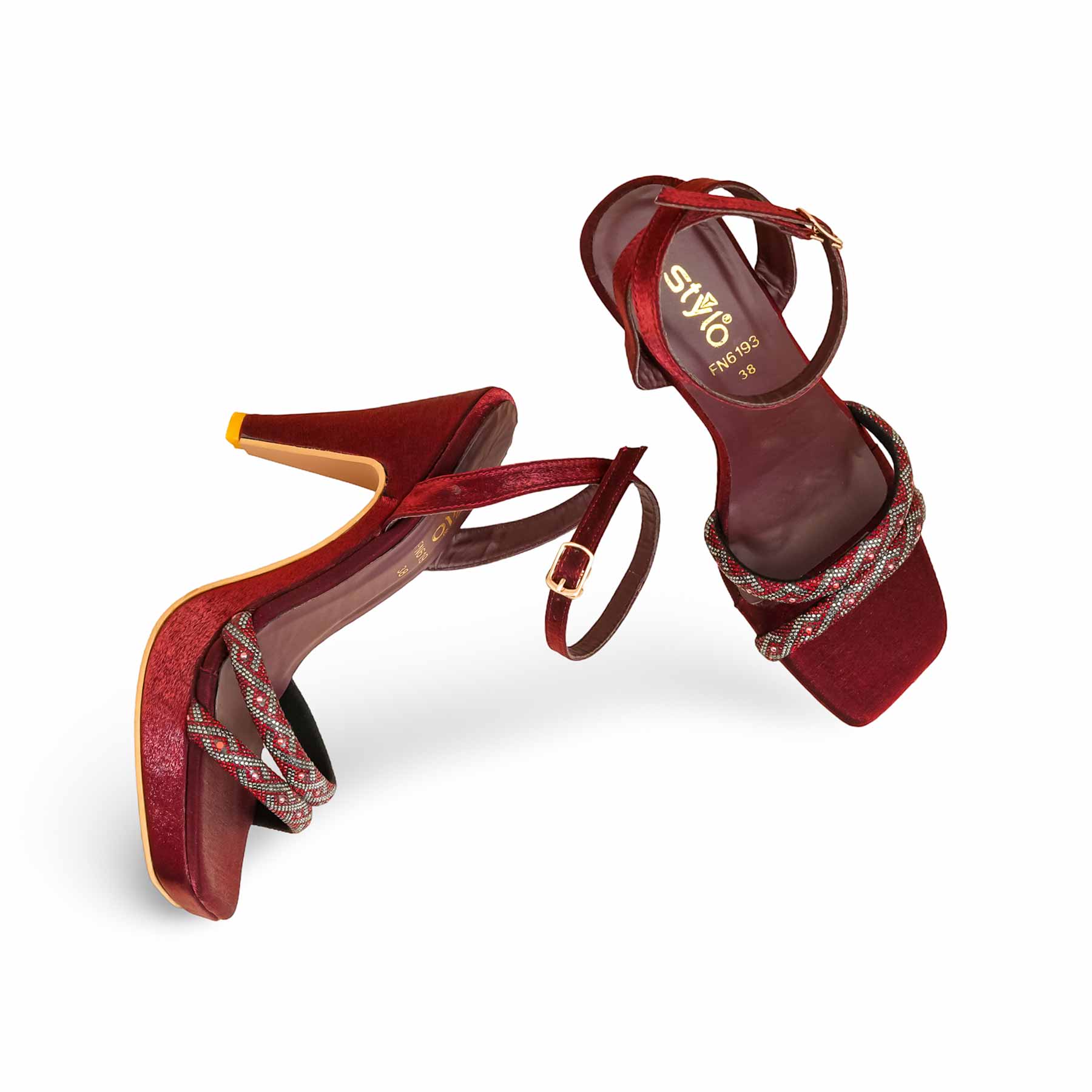 Maroon Fancy Bridal Sandal FN6193 - Image 5