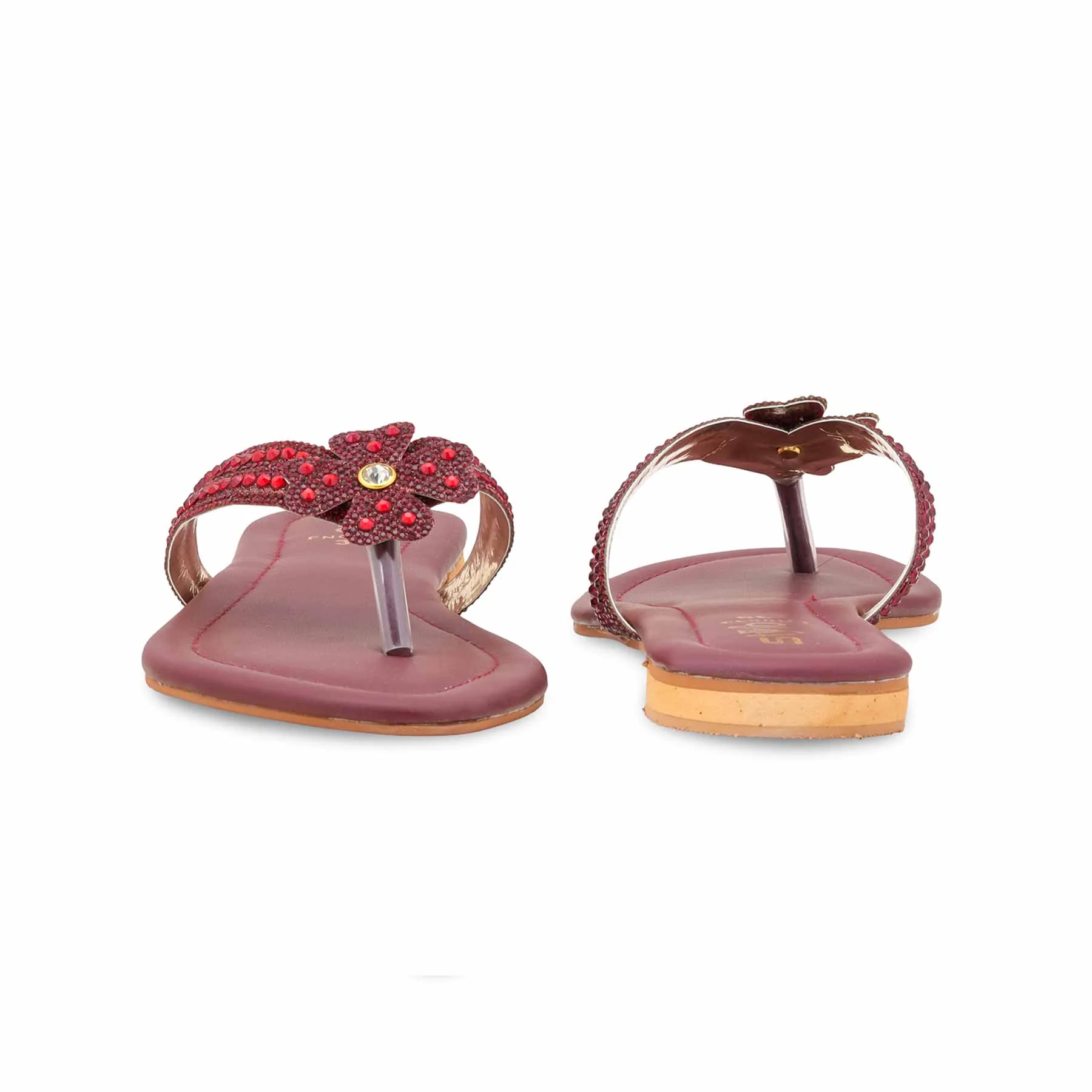 Maroon Fancy Chappal For Women FN0833 - Image 4