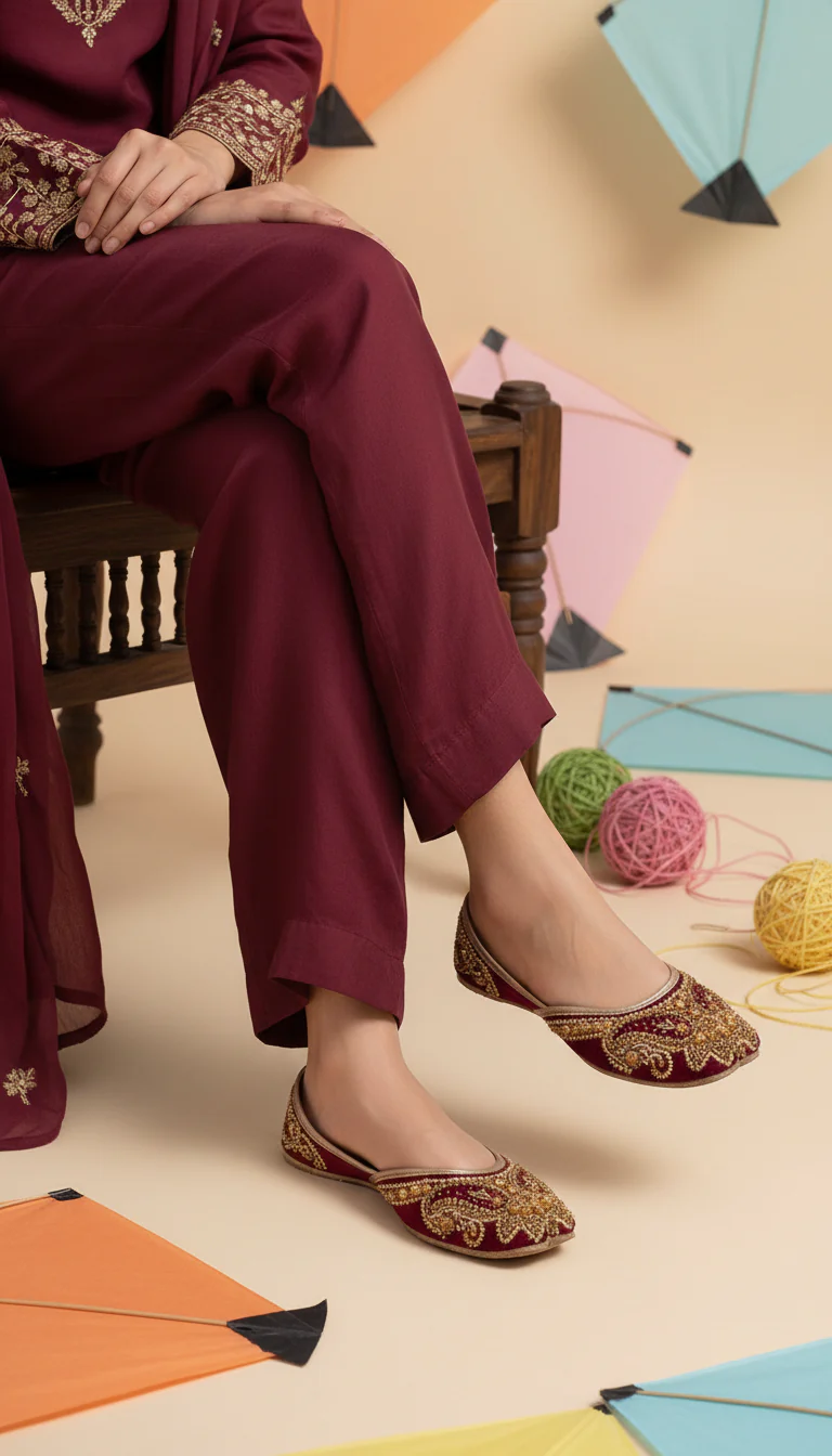 Maroon Fancy Khussa For Ladies EC8604 - Image 2