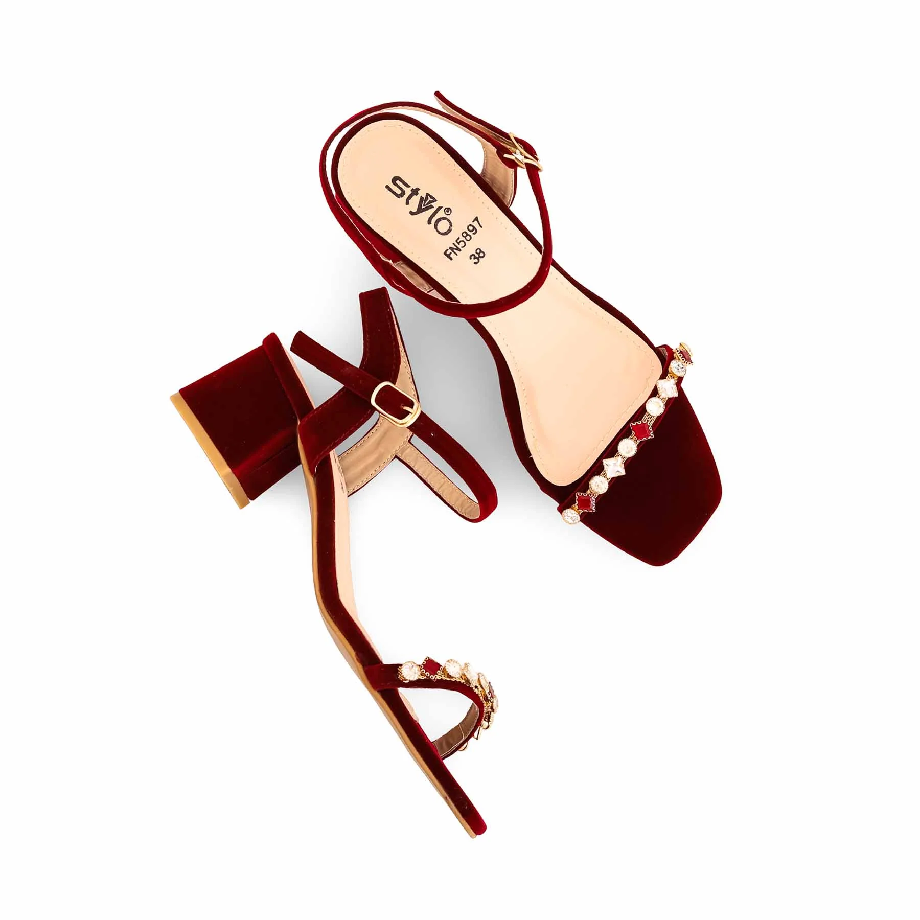 Maroon Fancy Sandal FN5897 - Image 4