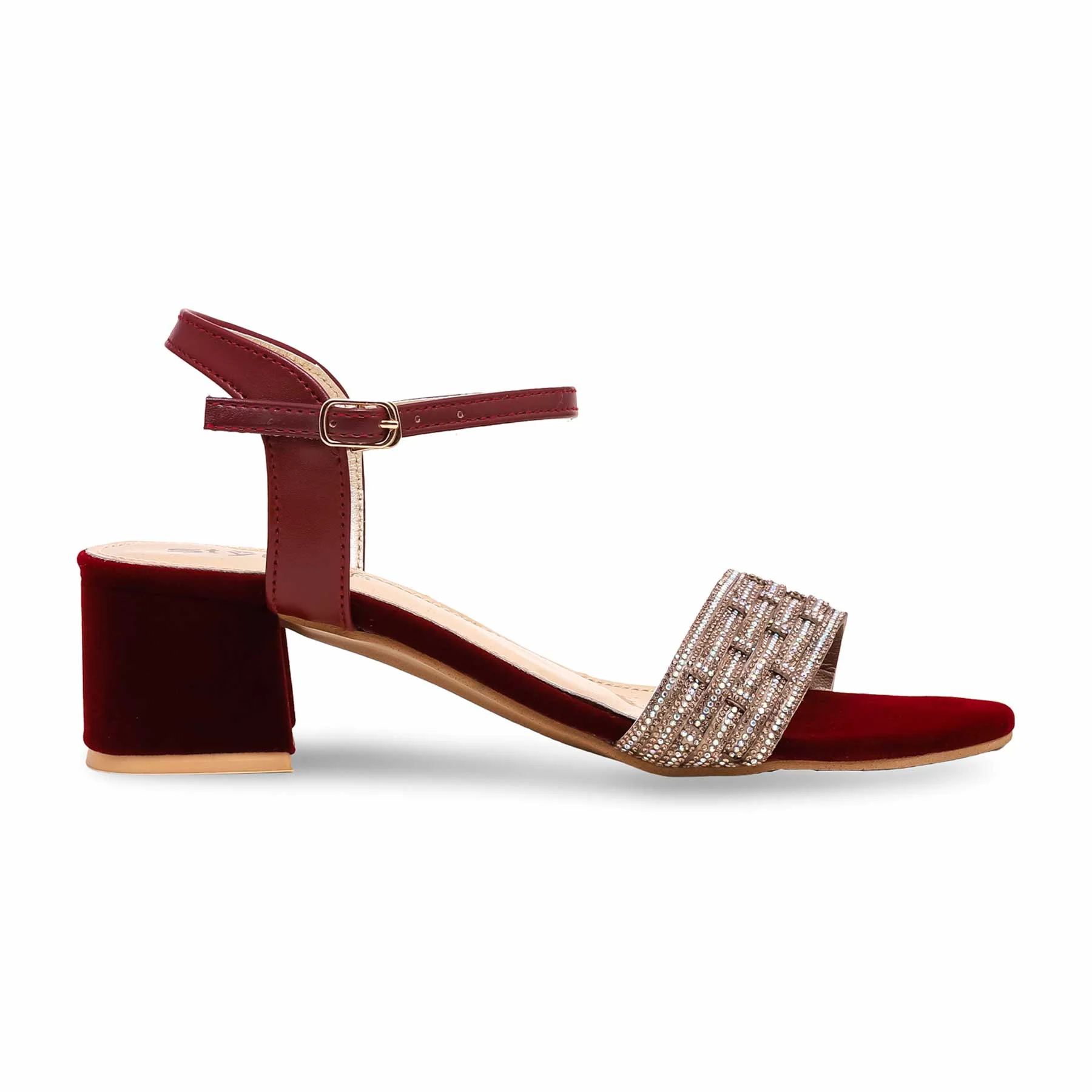 Maroon Fancy Sandal FN6028 - Image 2