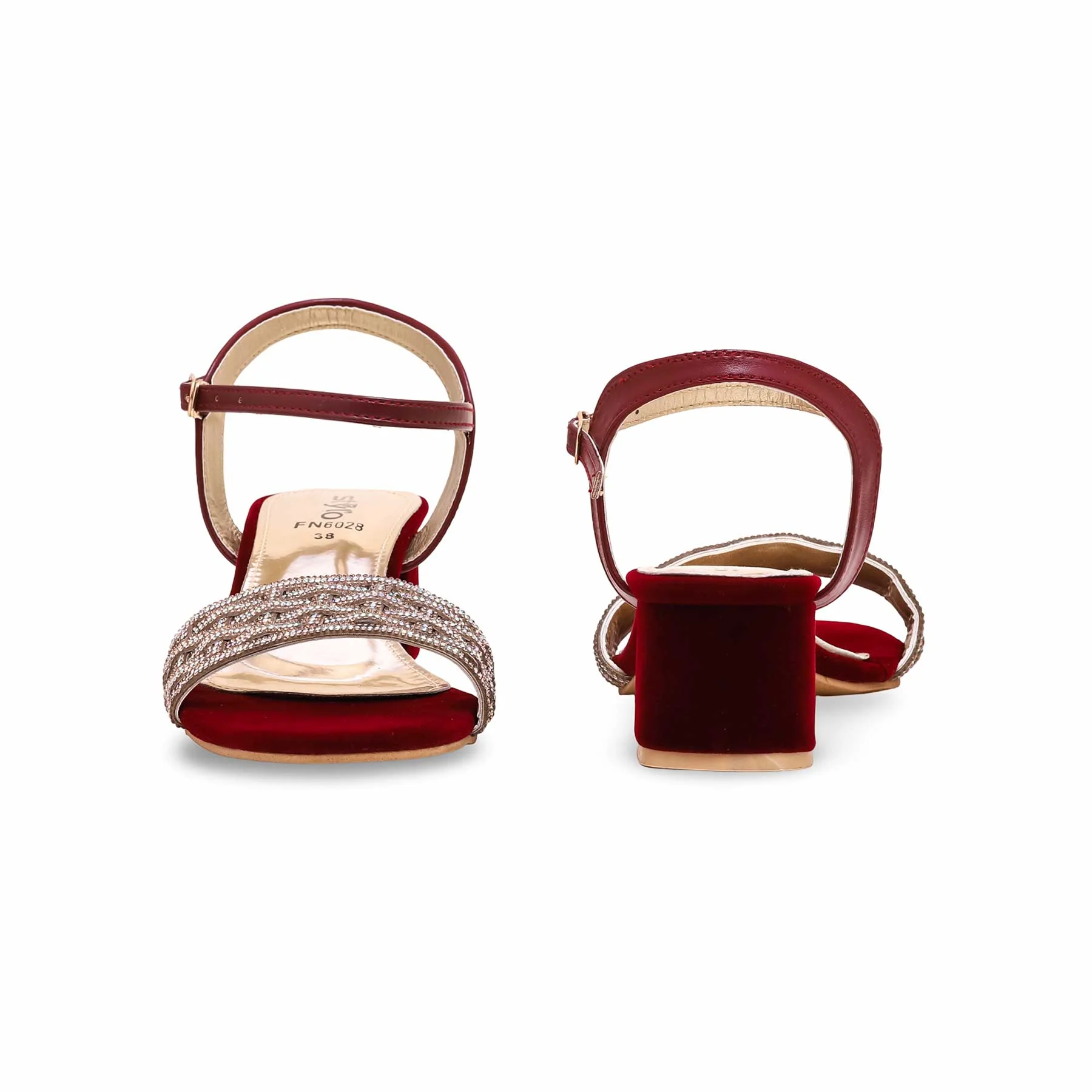 Maroon Fancy Sandal FN6028 - Image 4