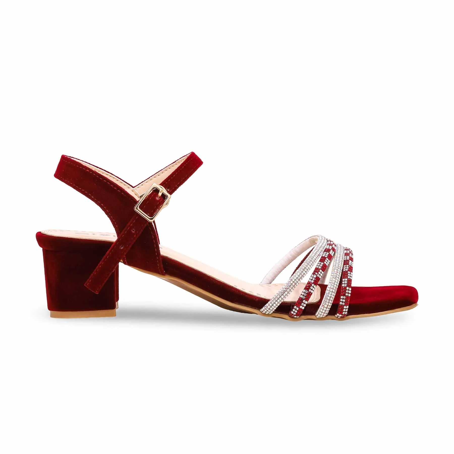 Maroon Fancy Sandal FN6046 - Image 2
