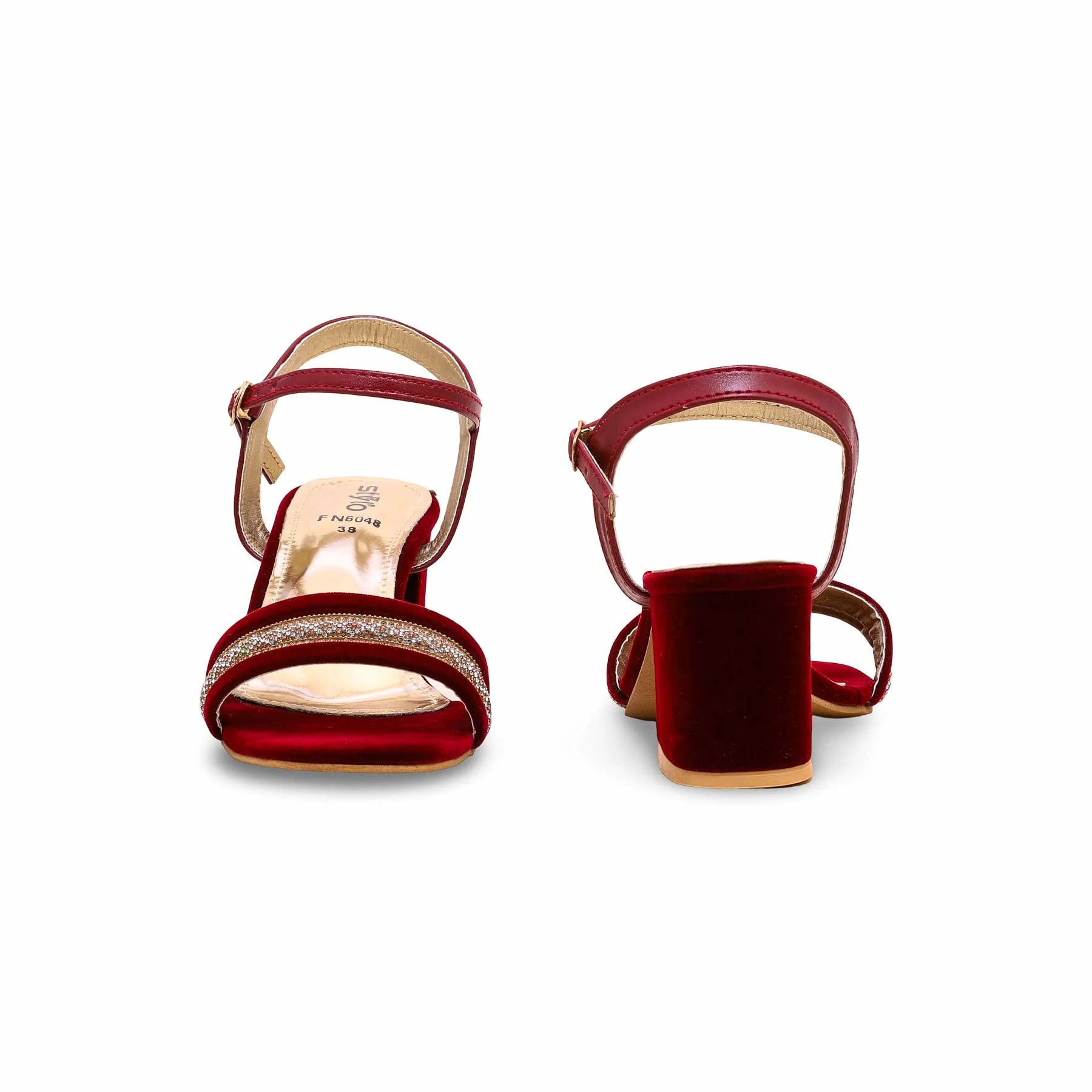 Maroon Fancy Sandal FN6048 - Image 4